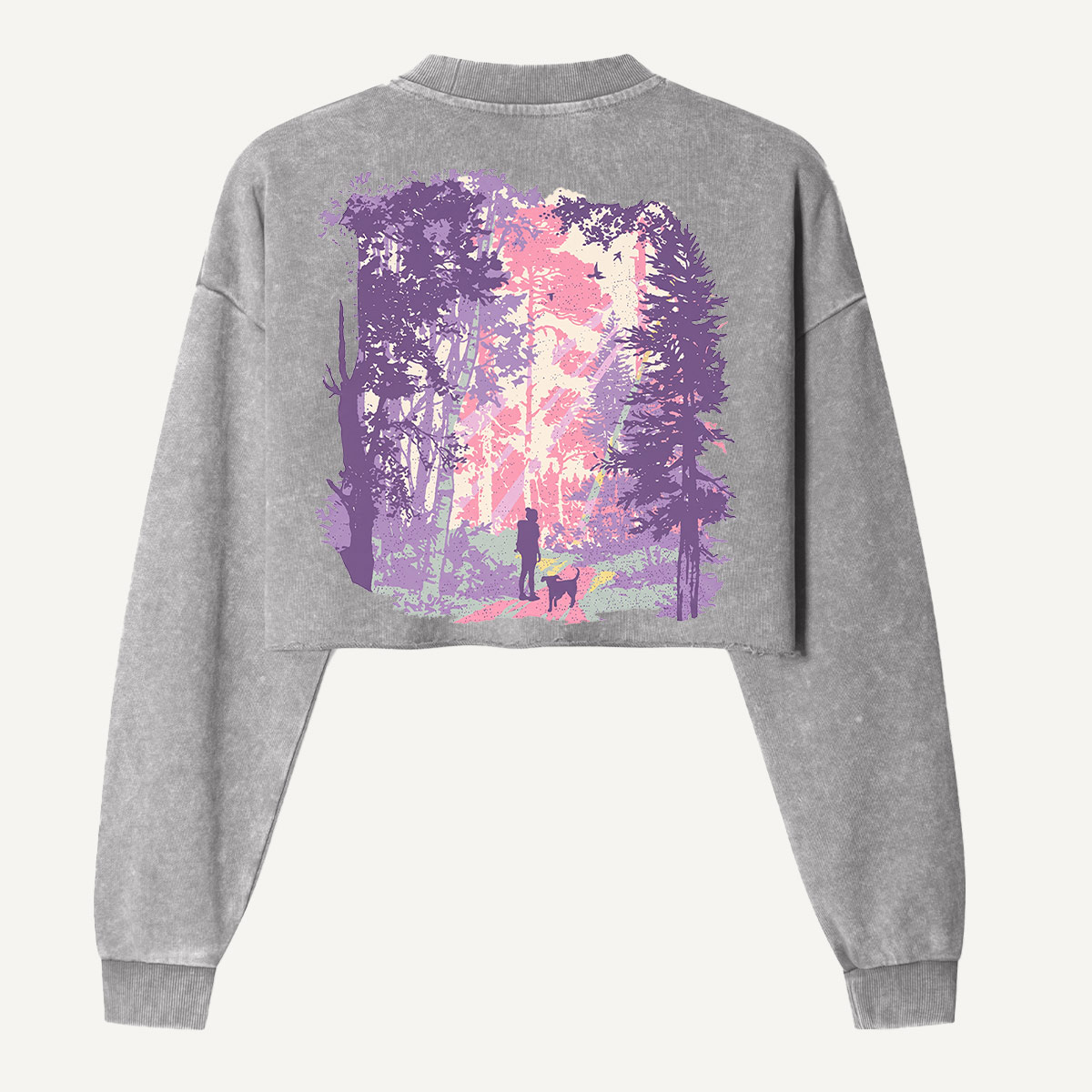 Dreamy Pastel Forest Walk Women's Washed Cropped Sweatshirt