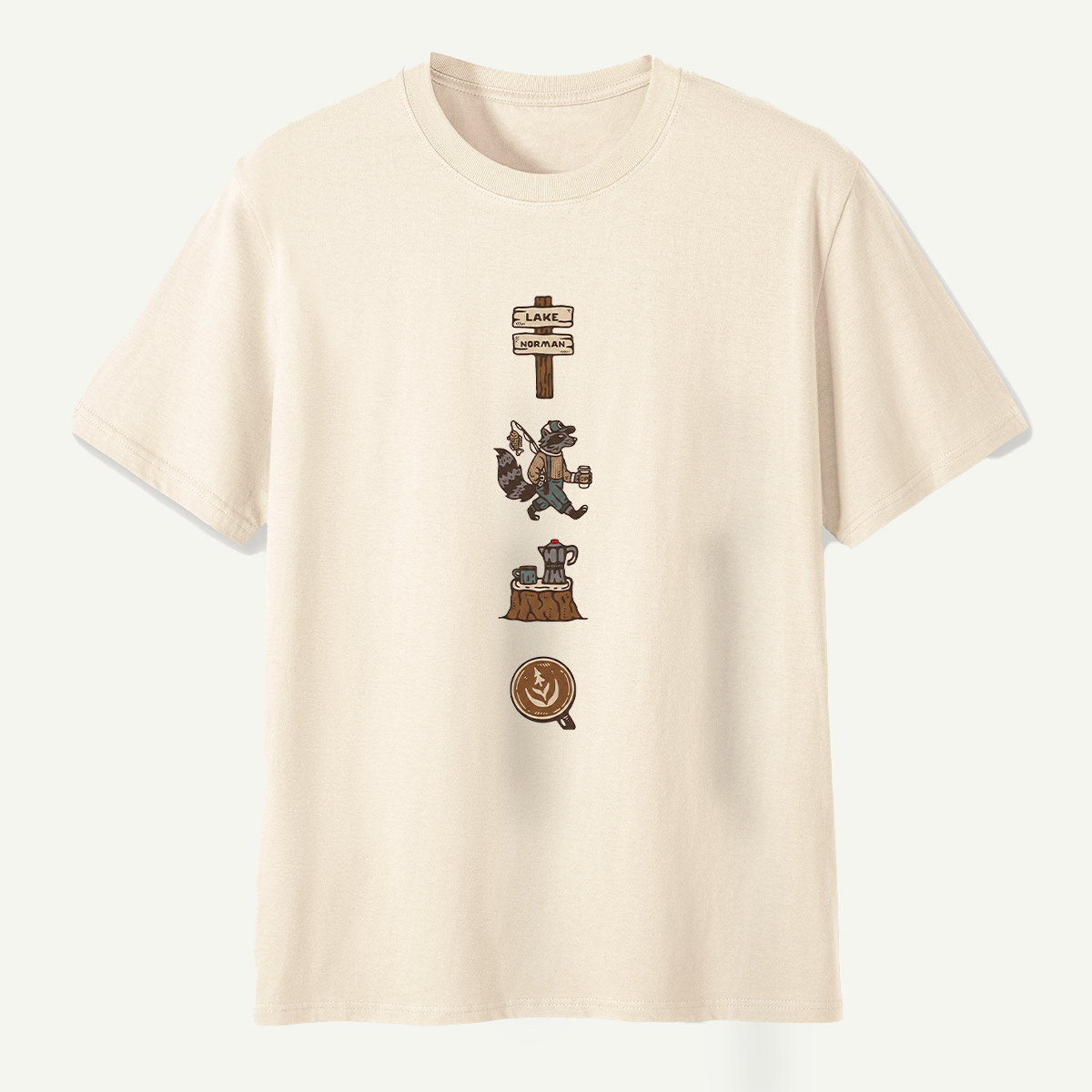 Lake Norman Raccoon Fishing And Coffee T-Shirt