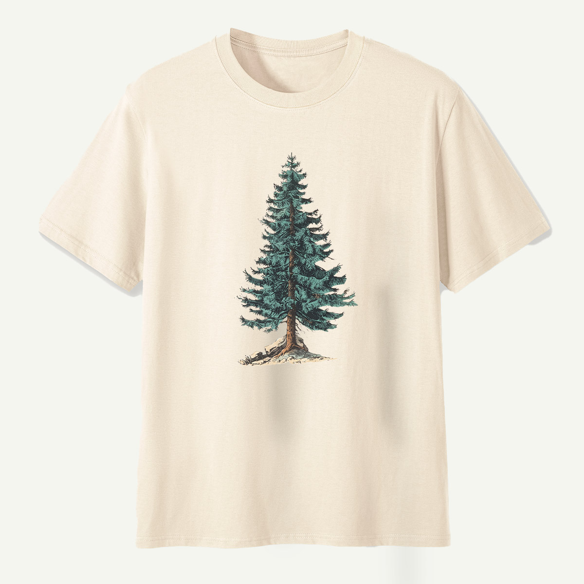 Lone Evergreen Tree Botanical Sketch T-Shirt