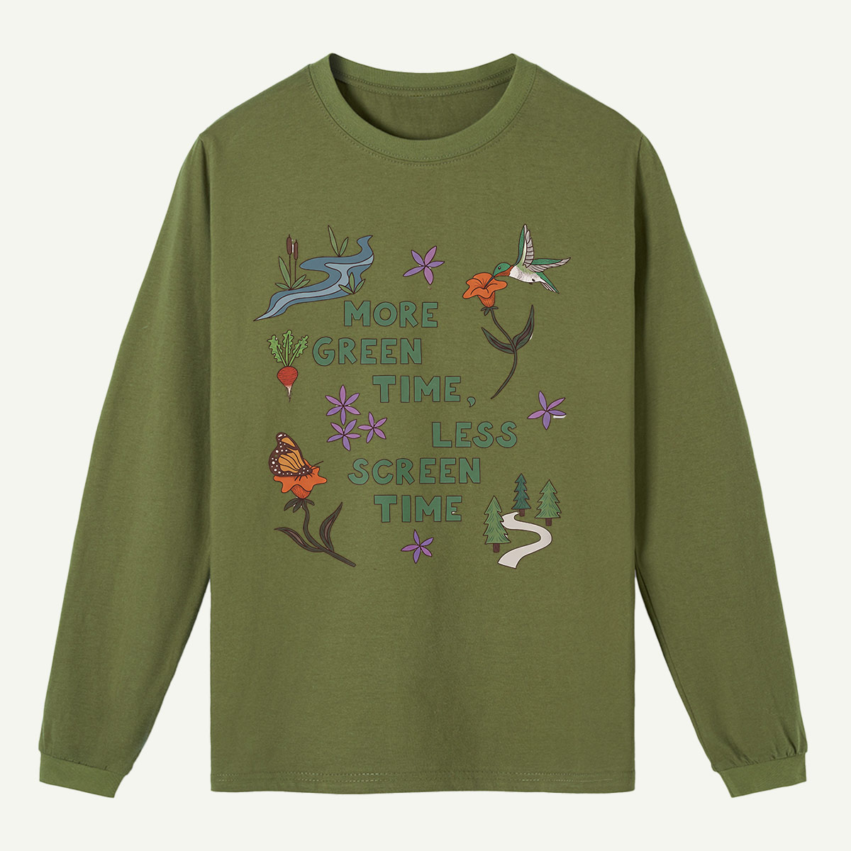 More Green Time Less Screen Time Long Sleeve T-Shirt