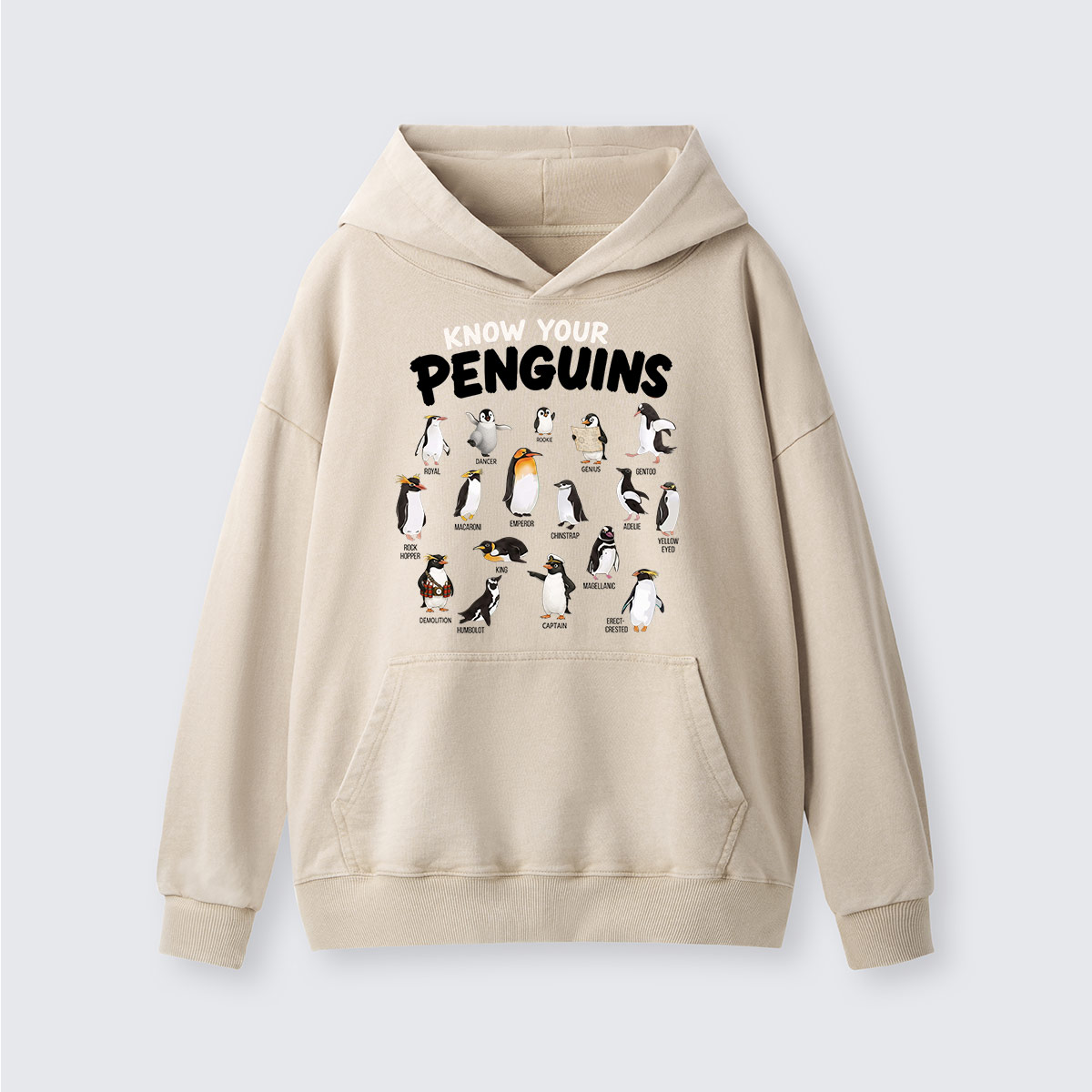 Know Your Penguins Penguin Species Washed Hoodie