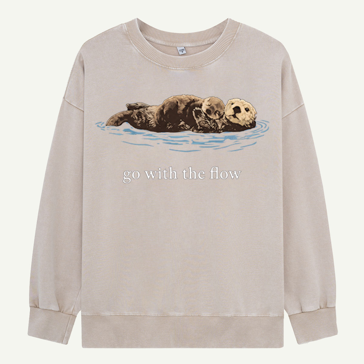 Go With The Flow Sea Otter Wildlife Nature Washed Sweatshirts
