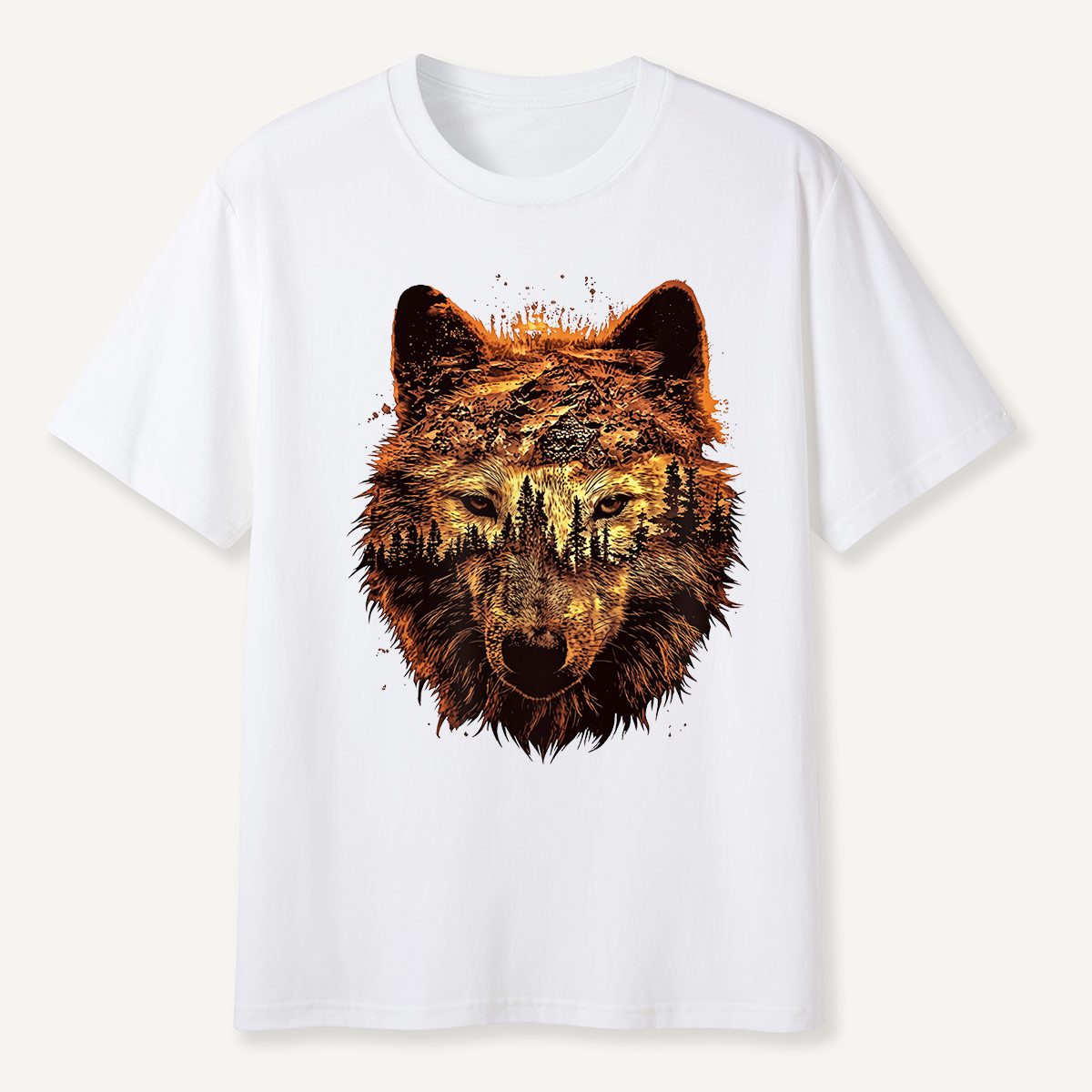 Double Exposure Wolf Forest T-Shirt
