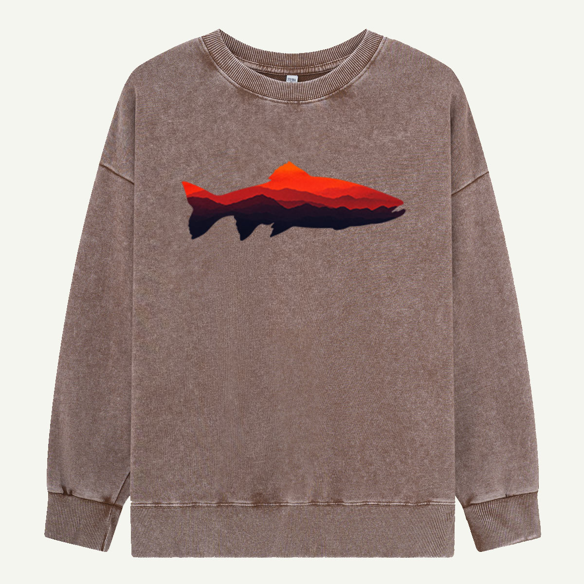 Sunset Fish Silhouette Scenic Art Washed Sweatshirts