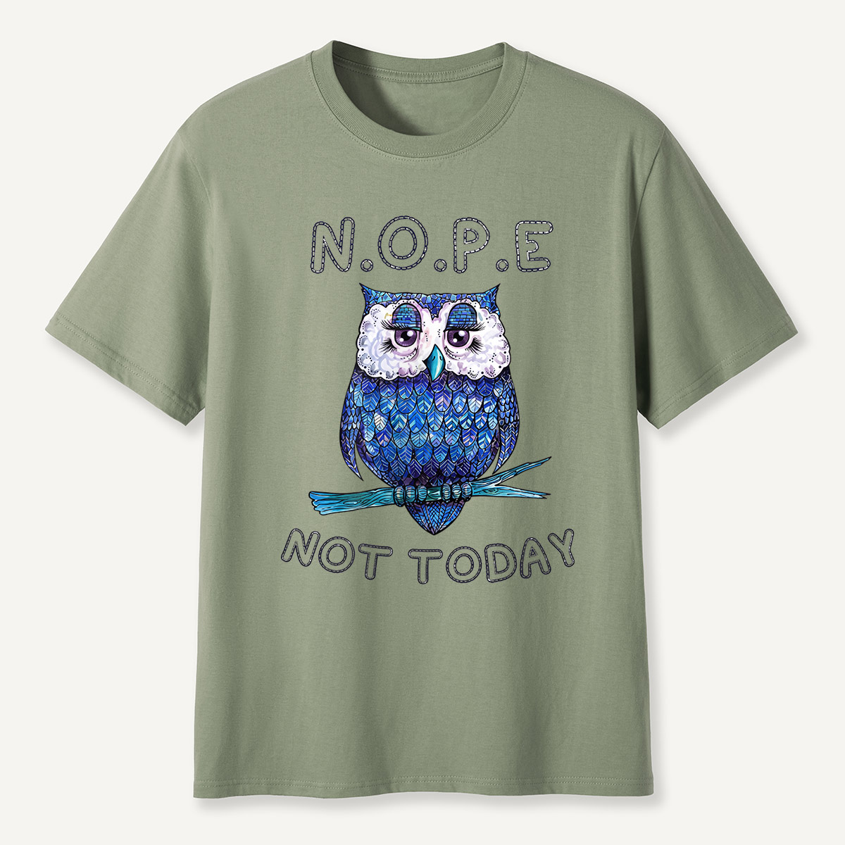 N.O.P.E Not Today Blue Owl T-Shirt