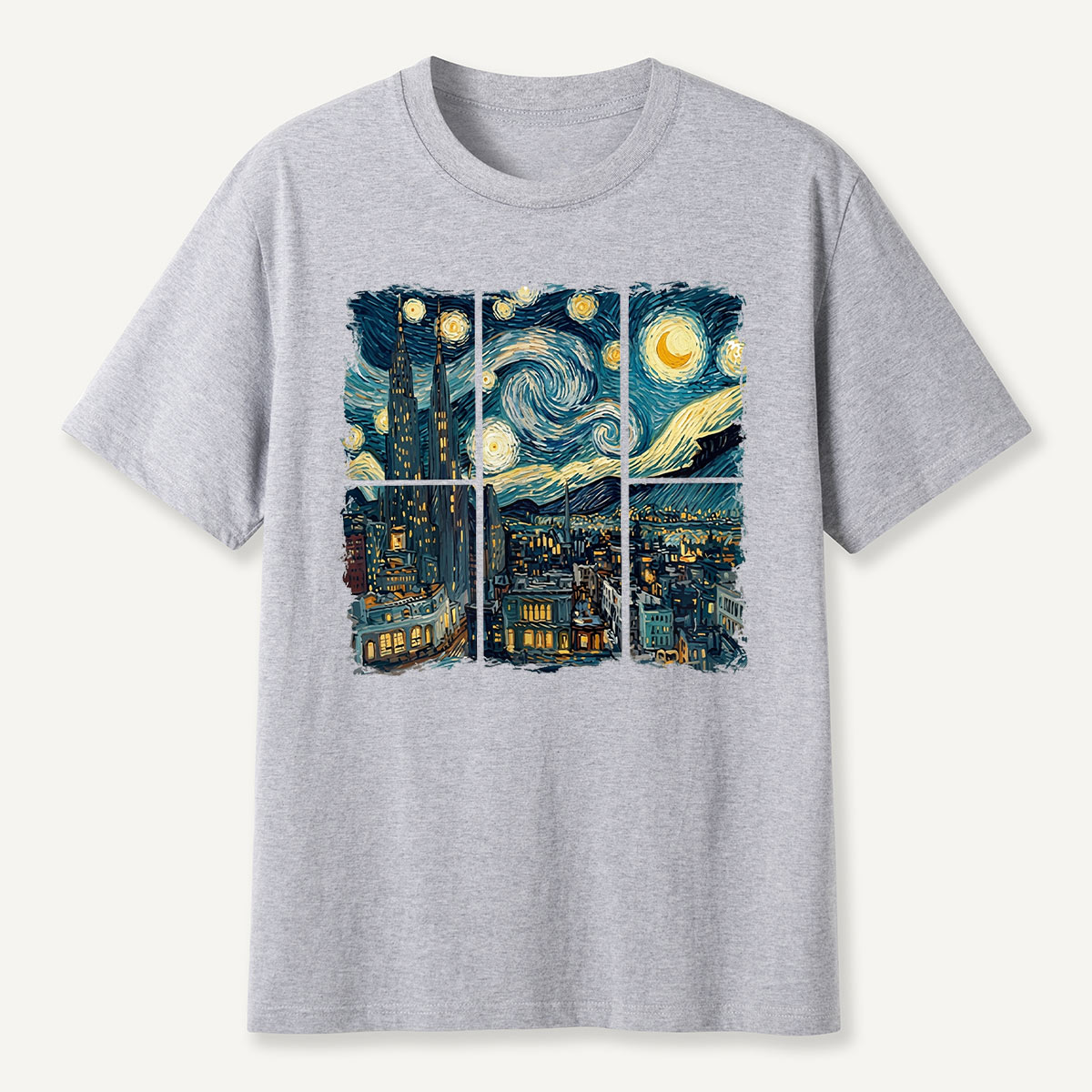 Swirl Night Sky Cityscape T-Shirt