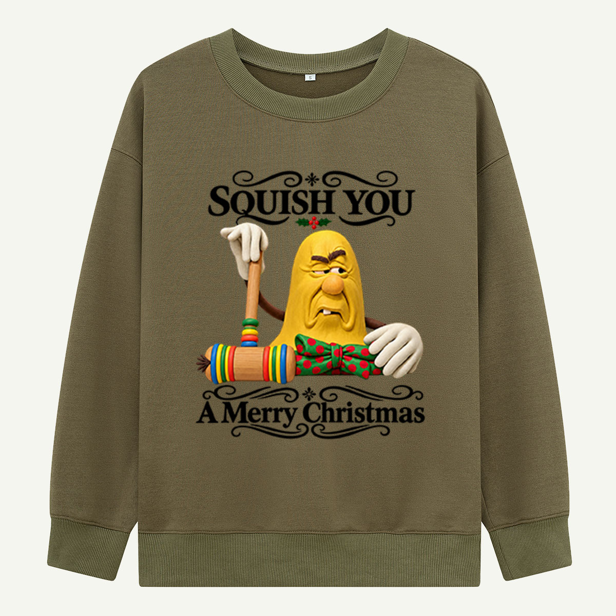 Squish You A Merry Christmas Funny Grumpy Banana Sweatshirts