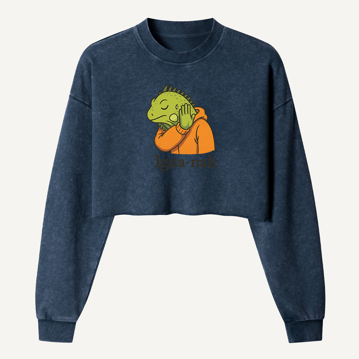 Igua Nah Iguana Reaction Women's Washed Cropped Sweatshirt