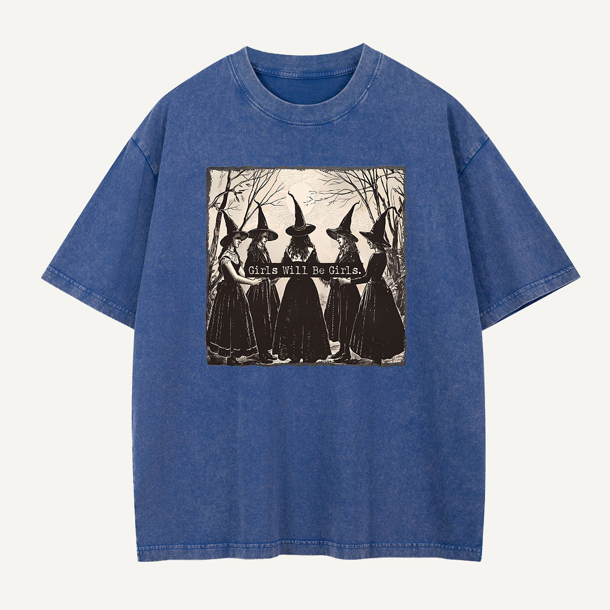 Girls Will Be Girls Witch Circle Washed T-Shirt
