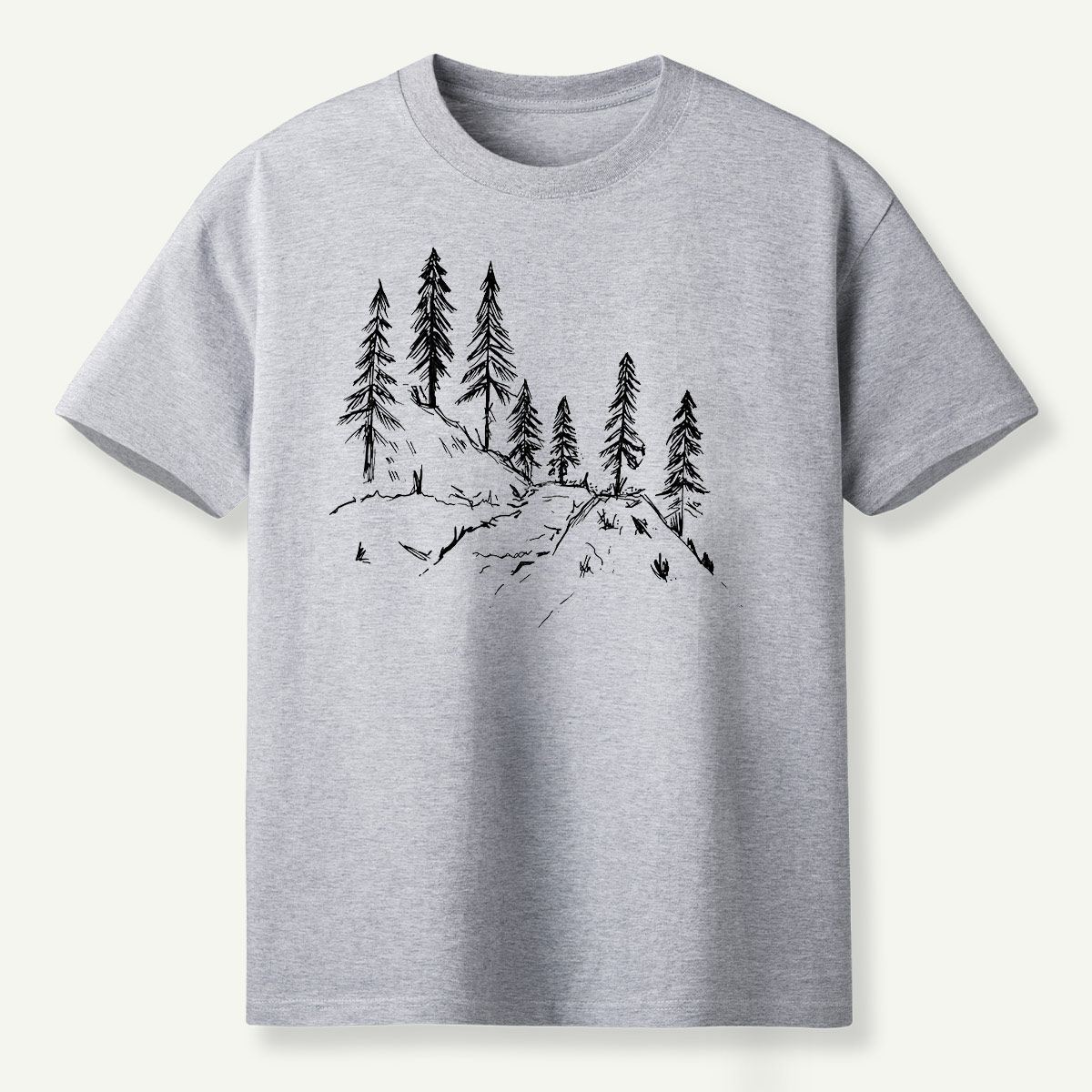 Pine Forest Ridge Line Art T-Shirt