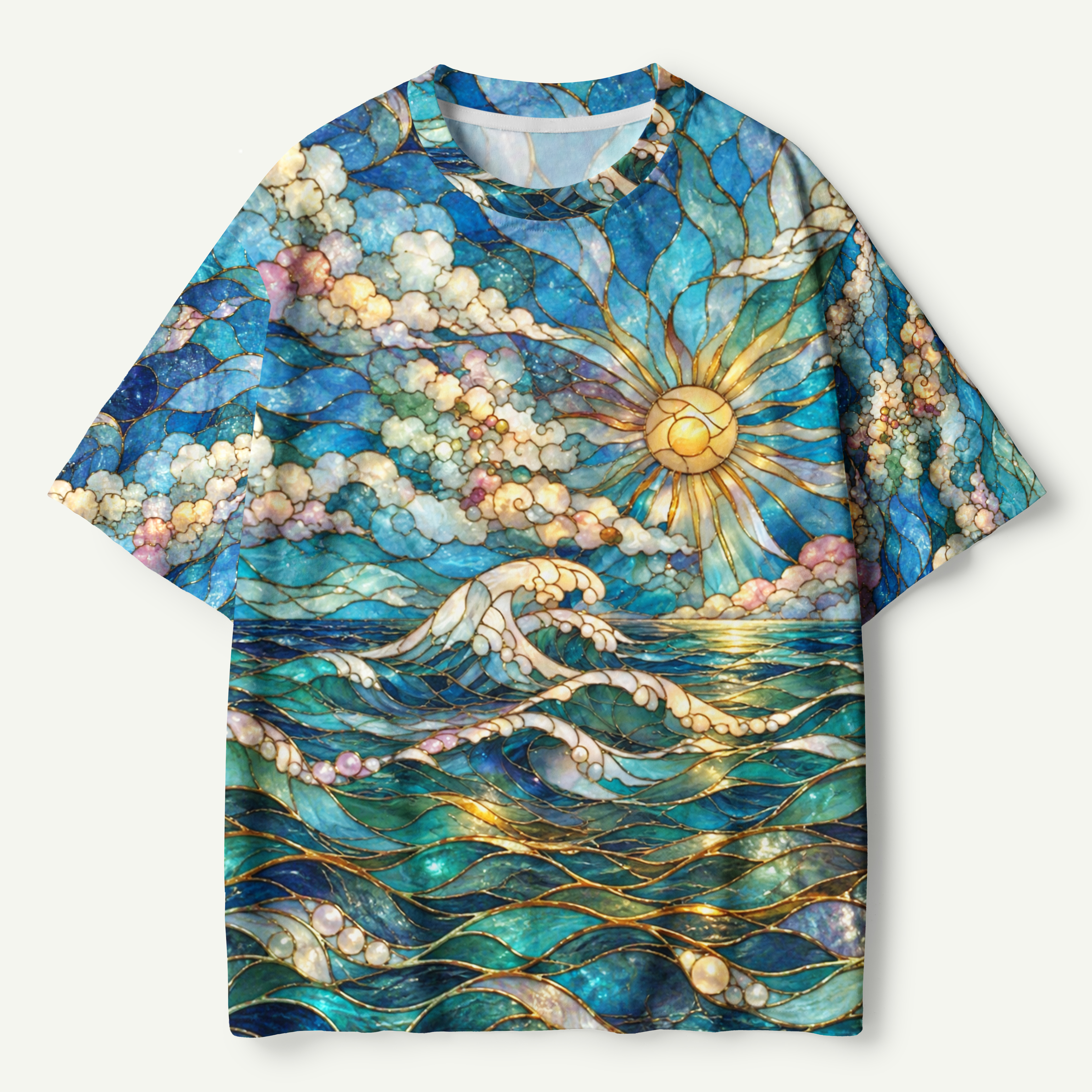 Celestial Ocean Mosaic Sunrise Premium Pure Cotton Tee