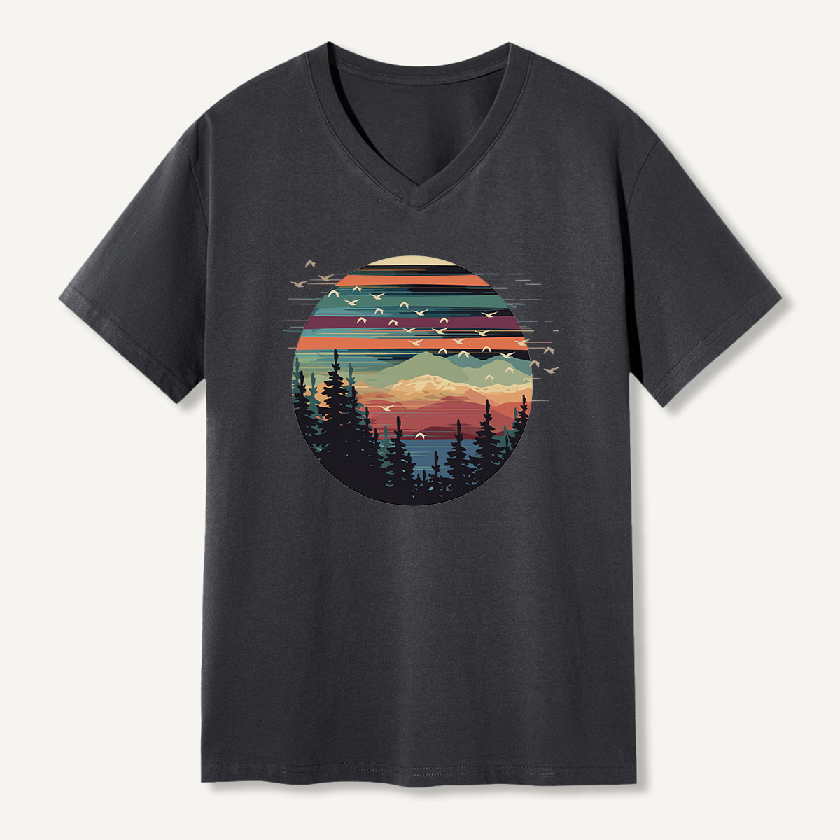 Penguin Sunset Mountain Escape V-neck T-Shirt