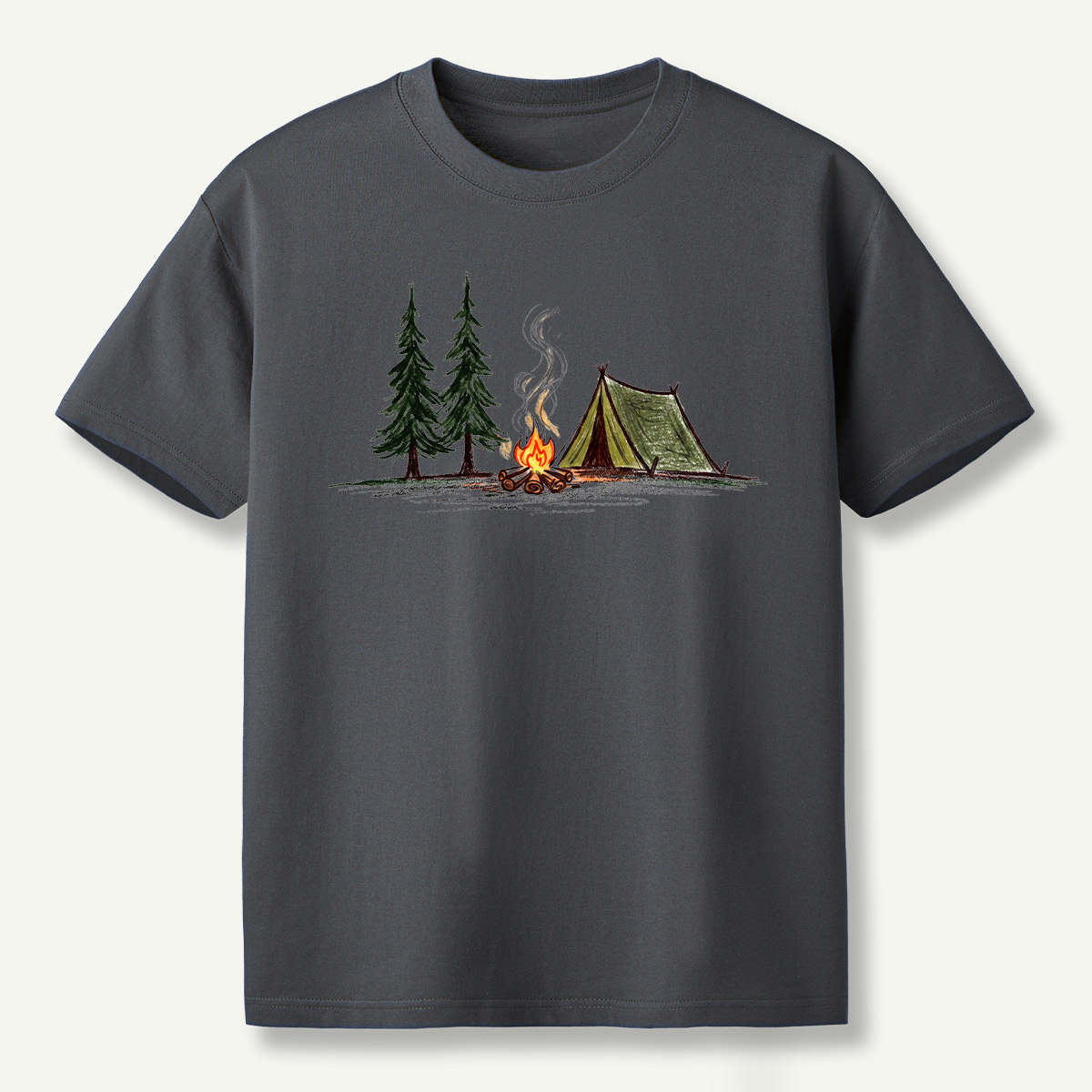 Campfire Tent Pine Forest Escape T-Shirt