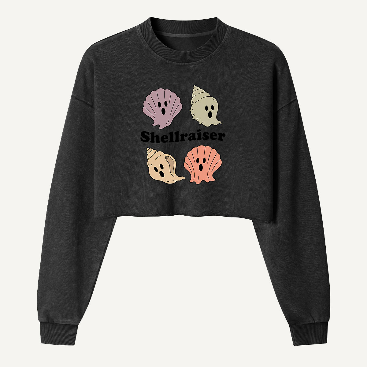 Shellraiser Cute Seashells Women's Washed Cropped Sweatshirt