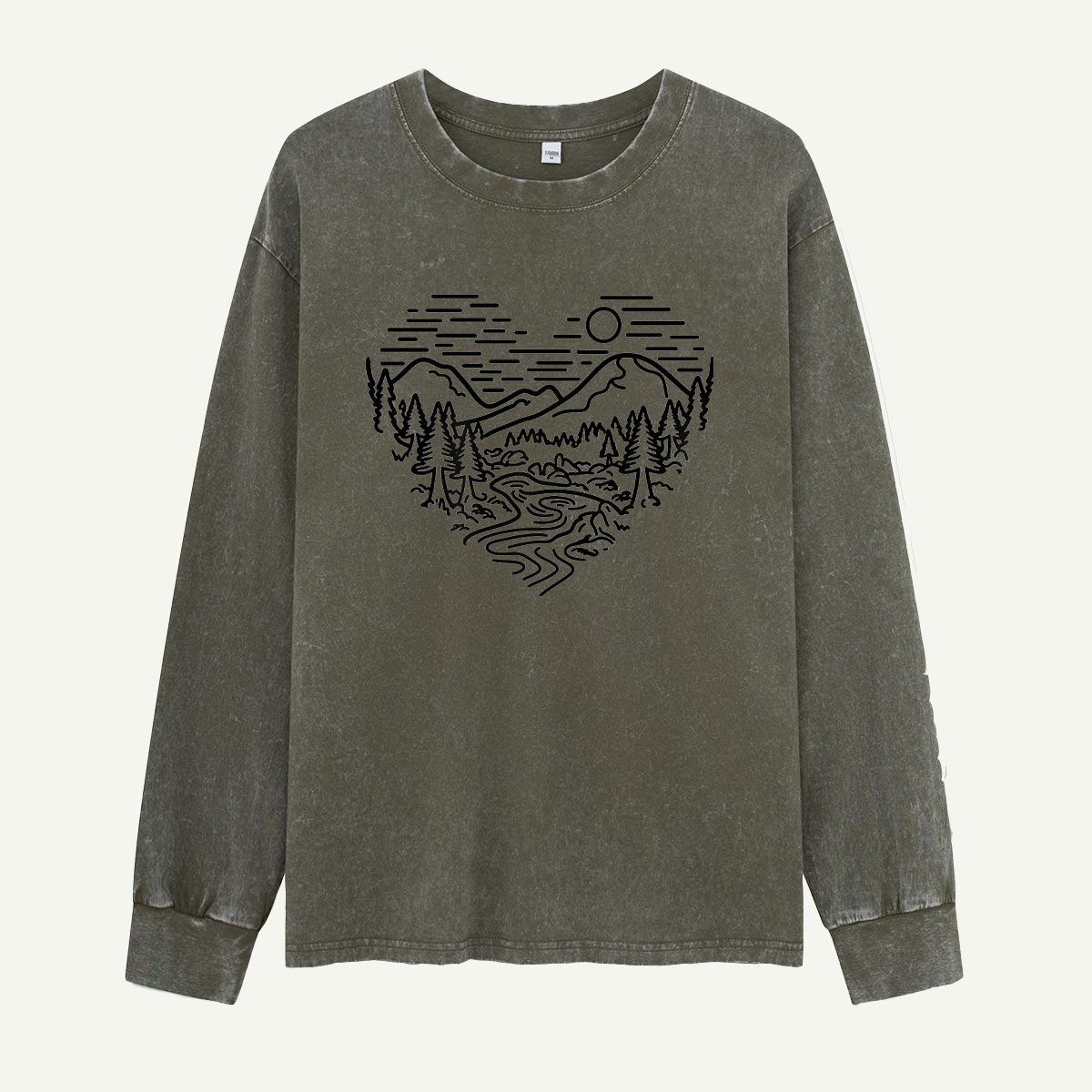 Follow the River to the Mountains Washed Long Sleeves