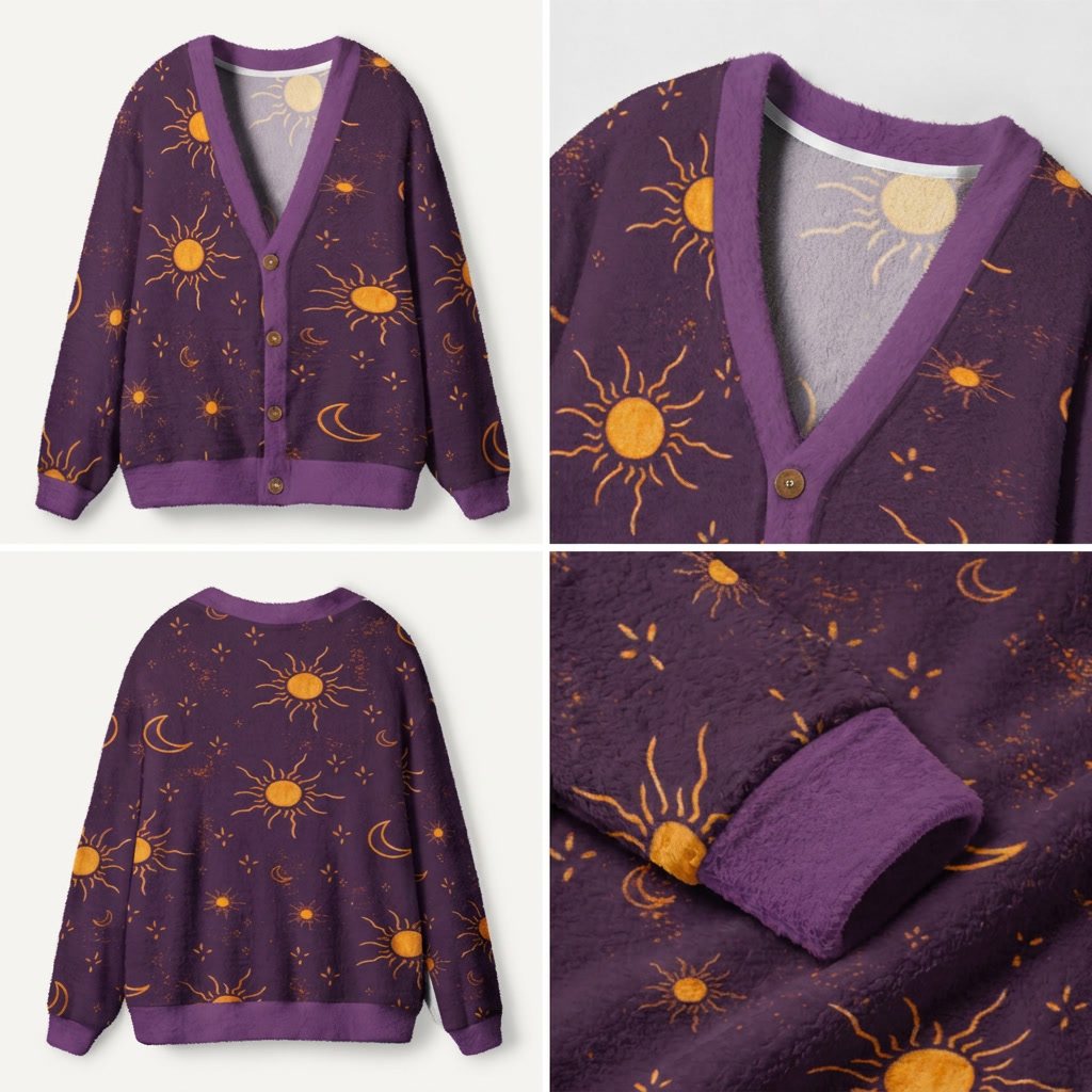 Dancing Between Sun and Moon Ugly Cardigan Sweaters