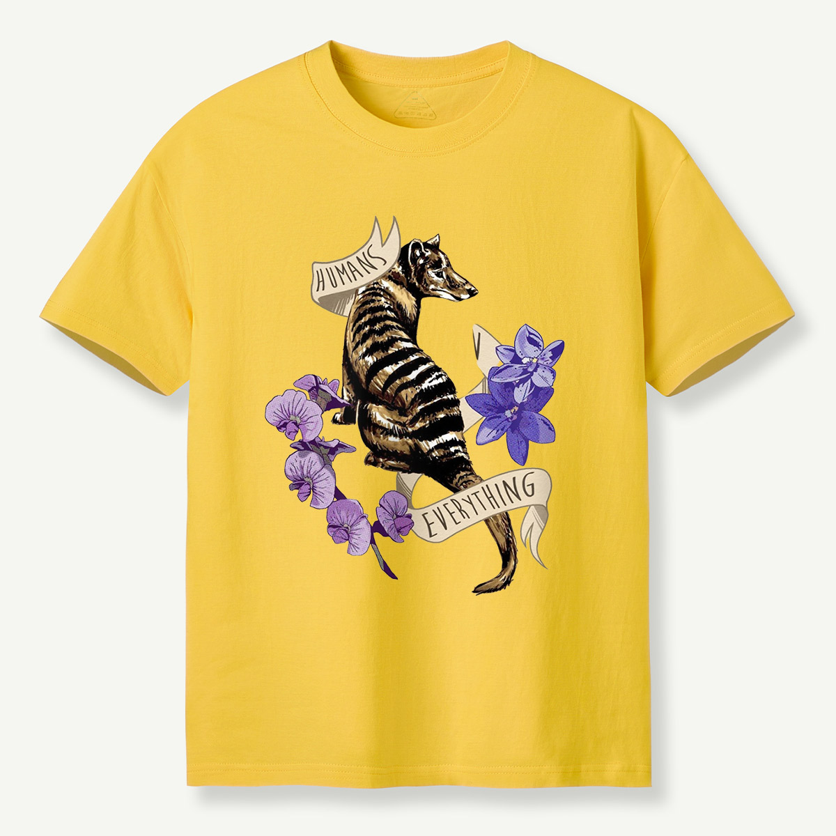 Humans Ruin Everything Thylacine Flowers T-Shirt