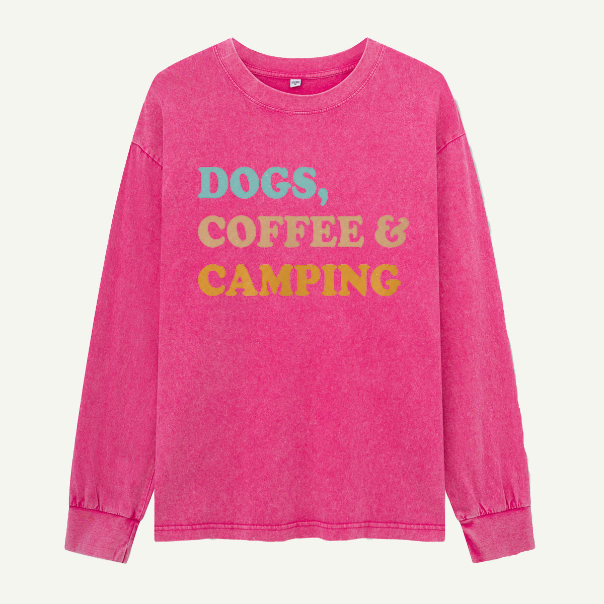 Dogs Coffee And Camping Washed Long Sleeves
