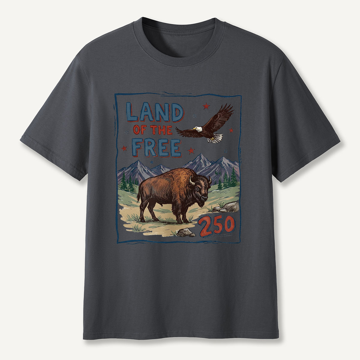 American Wildlife Land of the Free Bison and Eagle T-Shirt