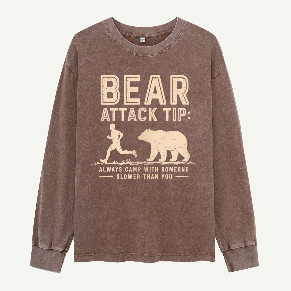 Bear Attack Tip Camp with Someone Slower Washed Long Sleeves