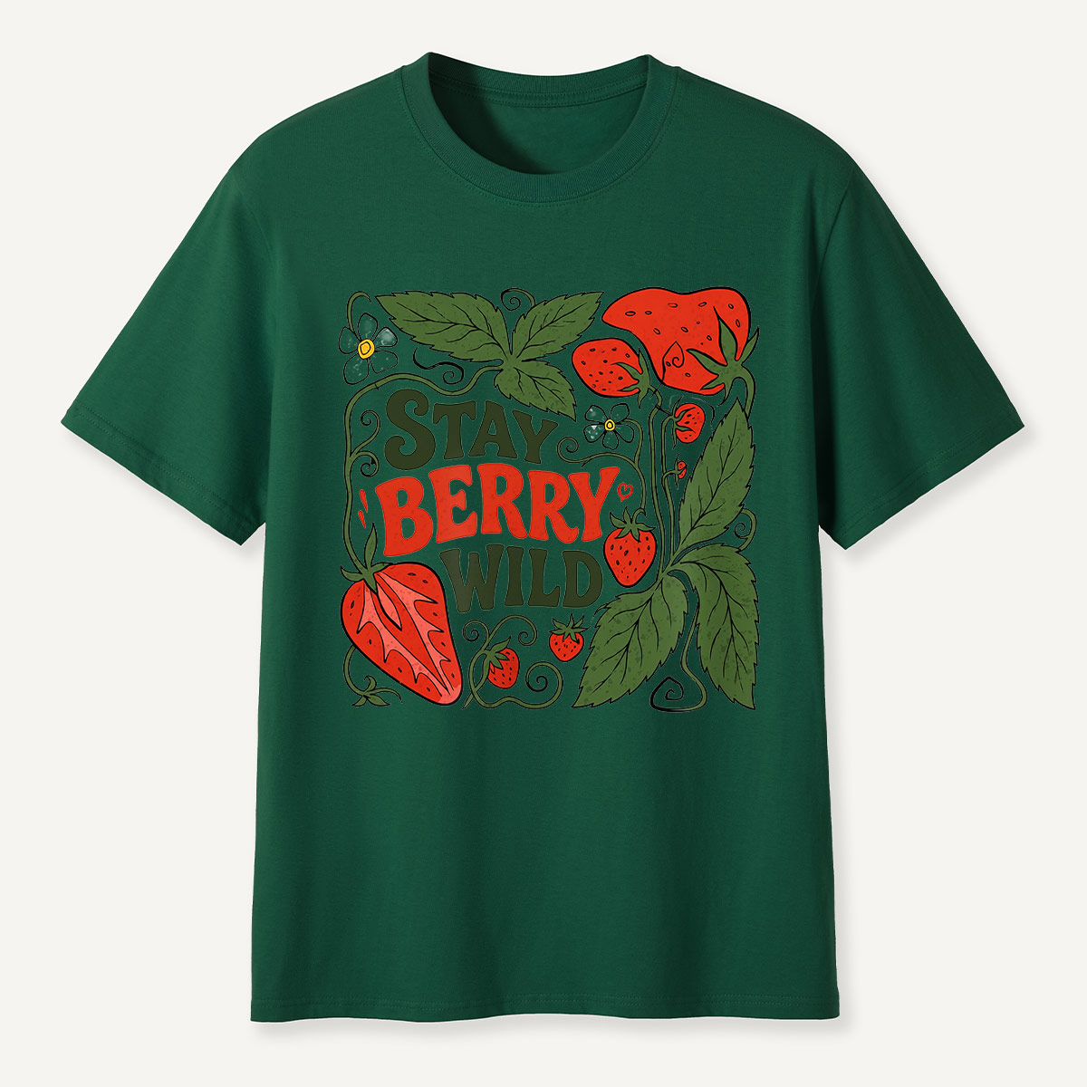 Stay Berry Wild Strawberry Illustration T-Shirt