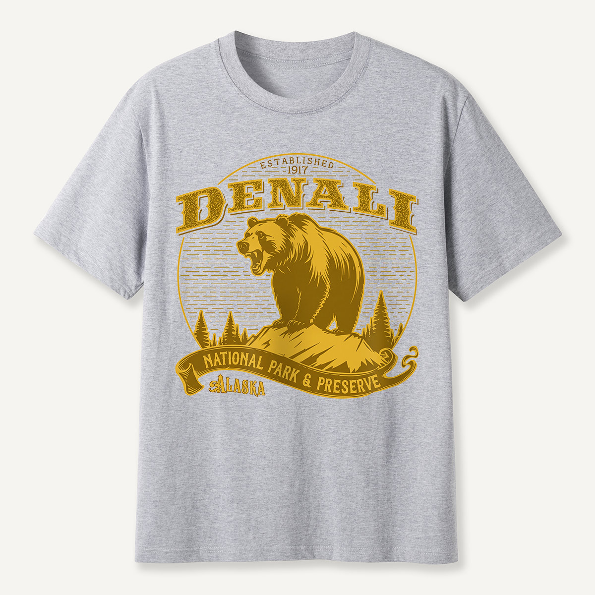 Denali National Park Bear Alaska Badge T-Shirt