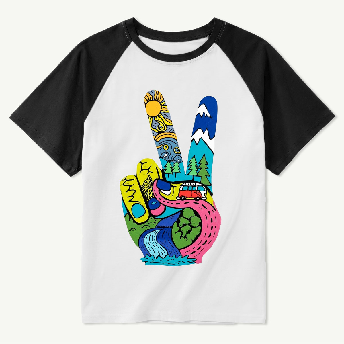 Funky Peace Nature Raglan T-Shirt