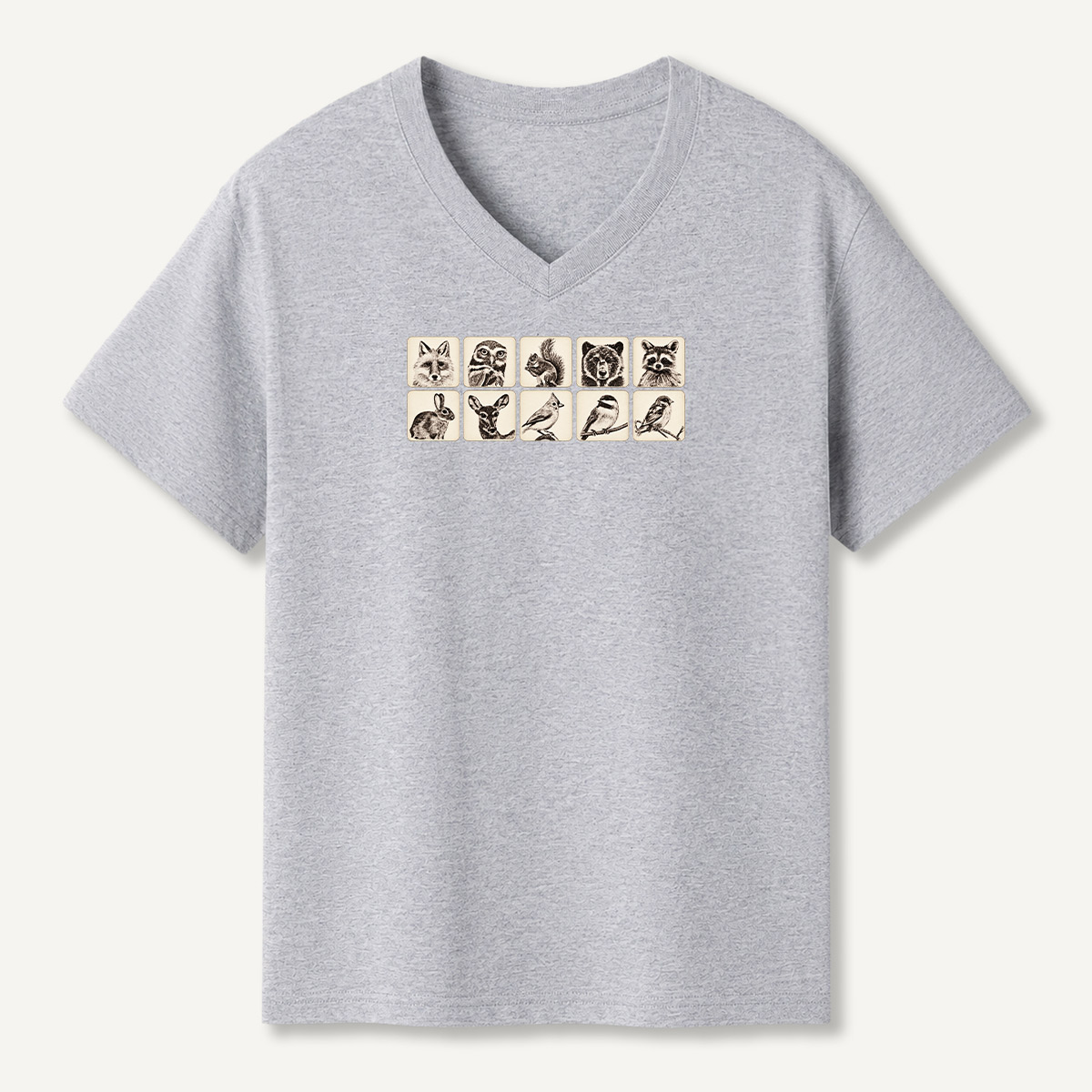 Vintage Woodland Animal Portrait Collection V-neck T-Shirt