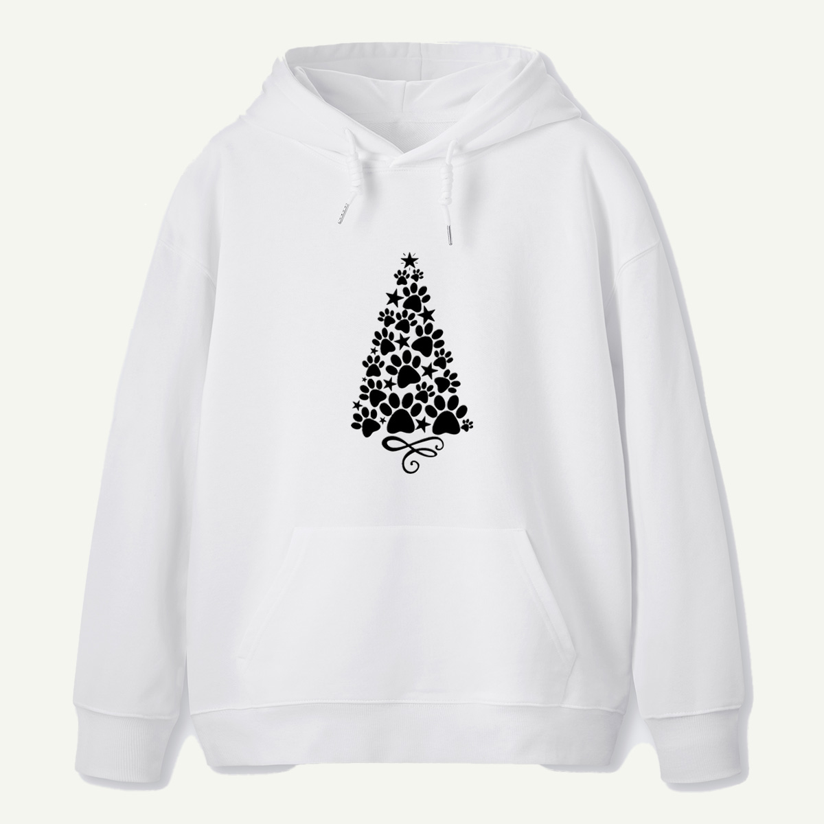 Christmas Tree Made Of Pet Paw Prints And Stars Hoodie
