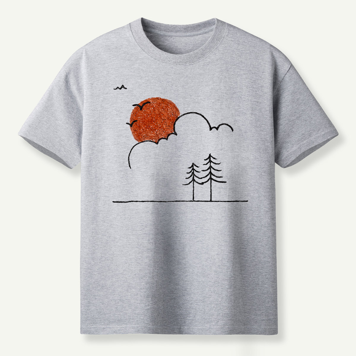 Minimal Sunset Pine Trees T-Shirt