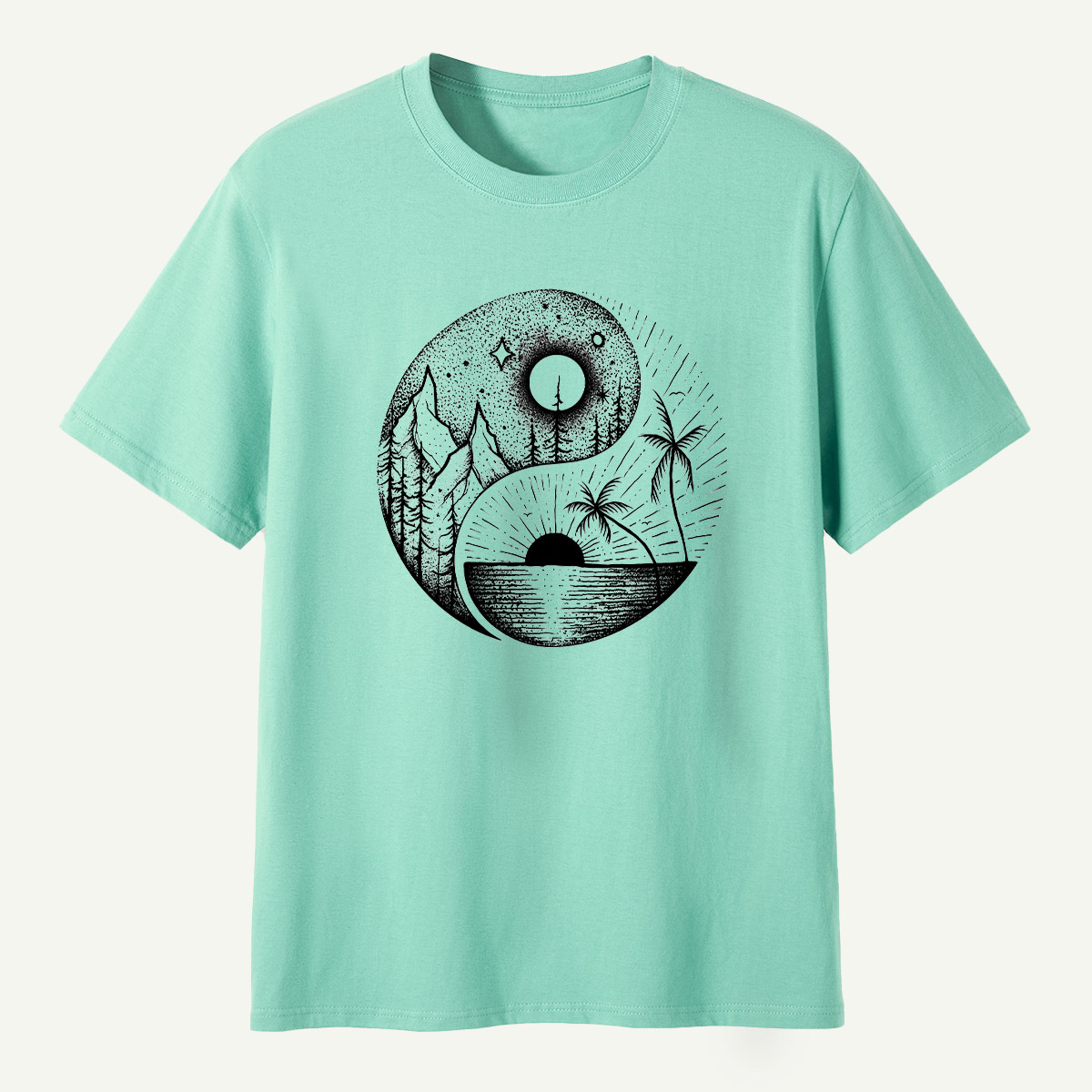 Yin Yang Sun Moon Forest Balance T-Shirt