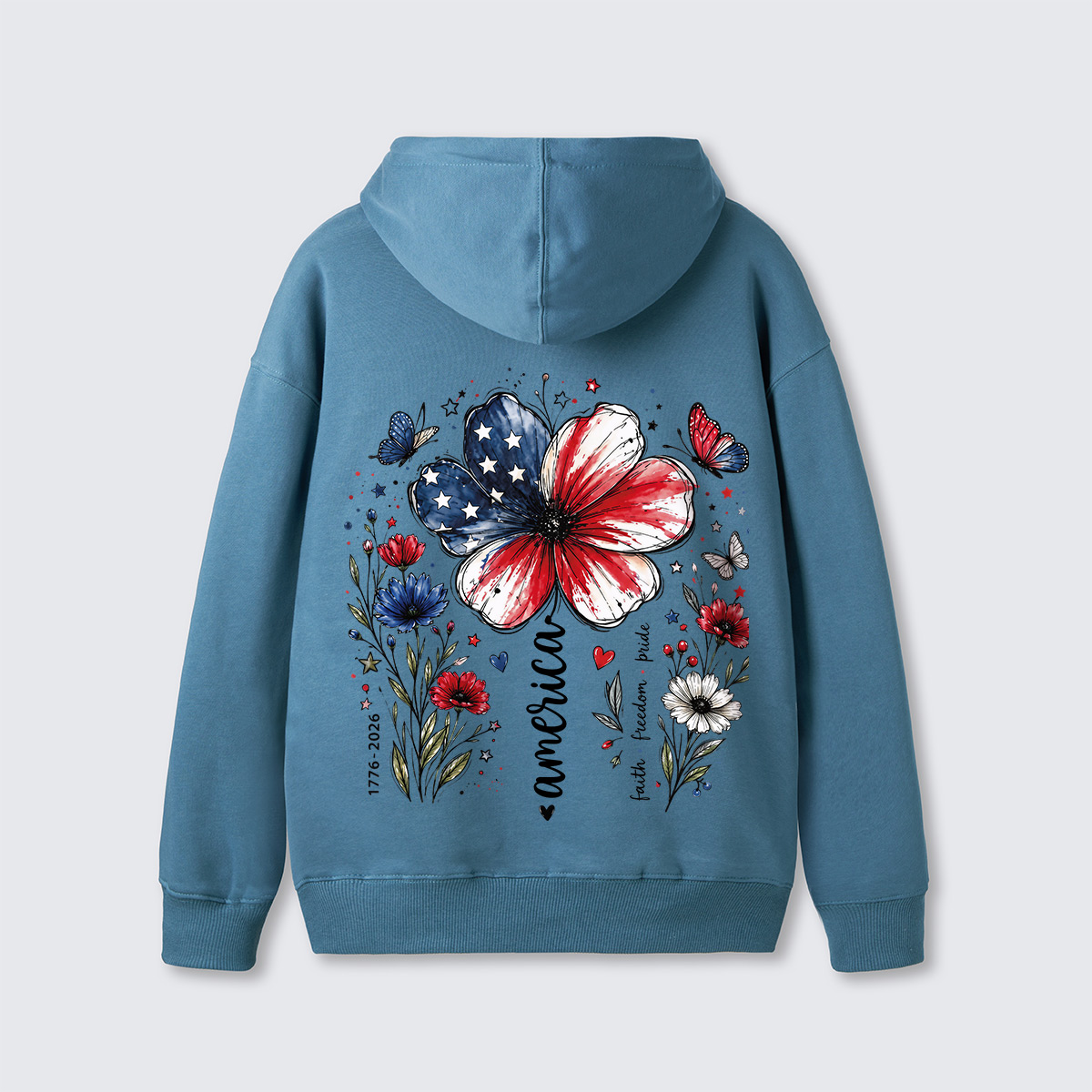 USA 250th Anniversary Floral  Hoodie