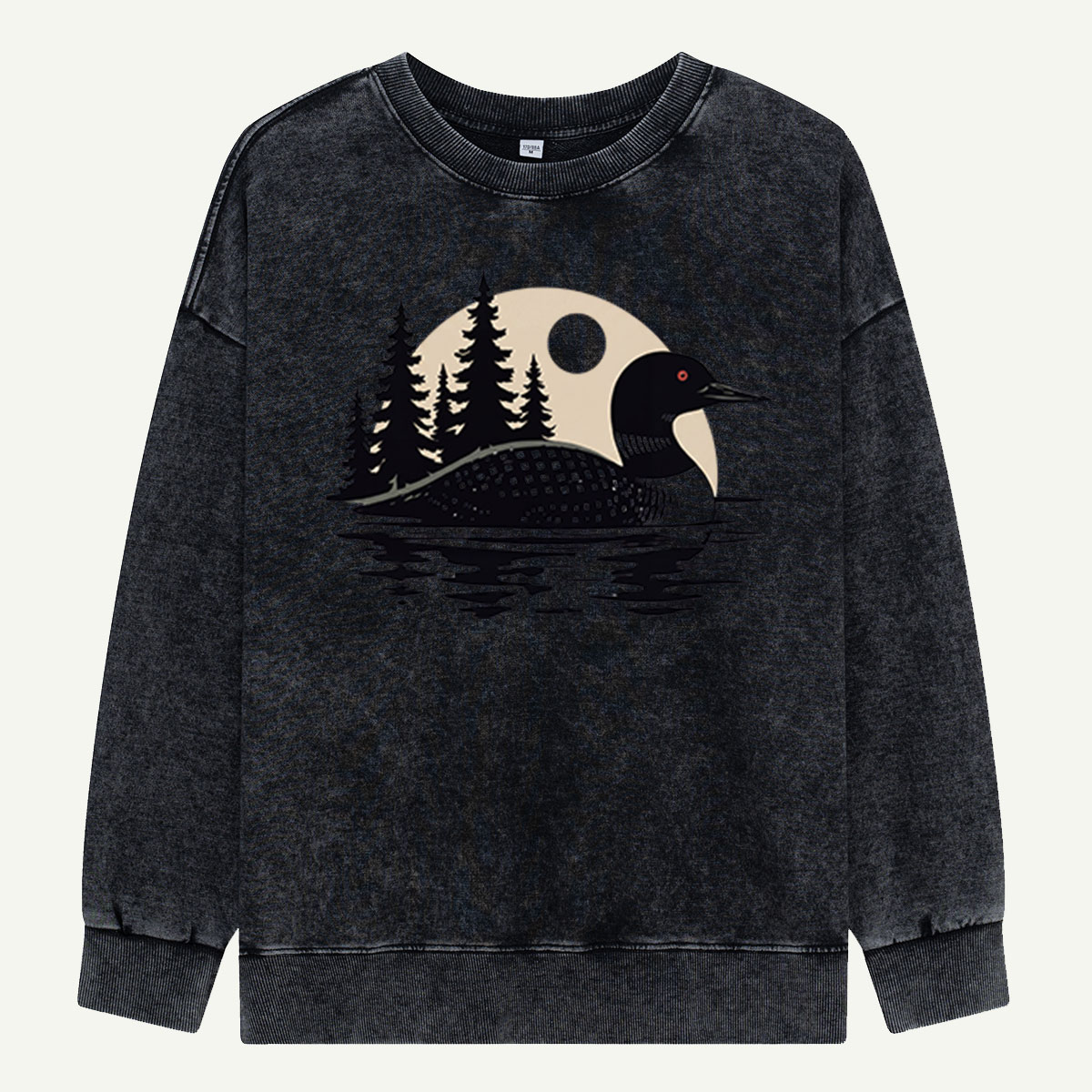 Loon Alone on the Lake Washed Sweatshirts