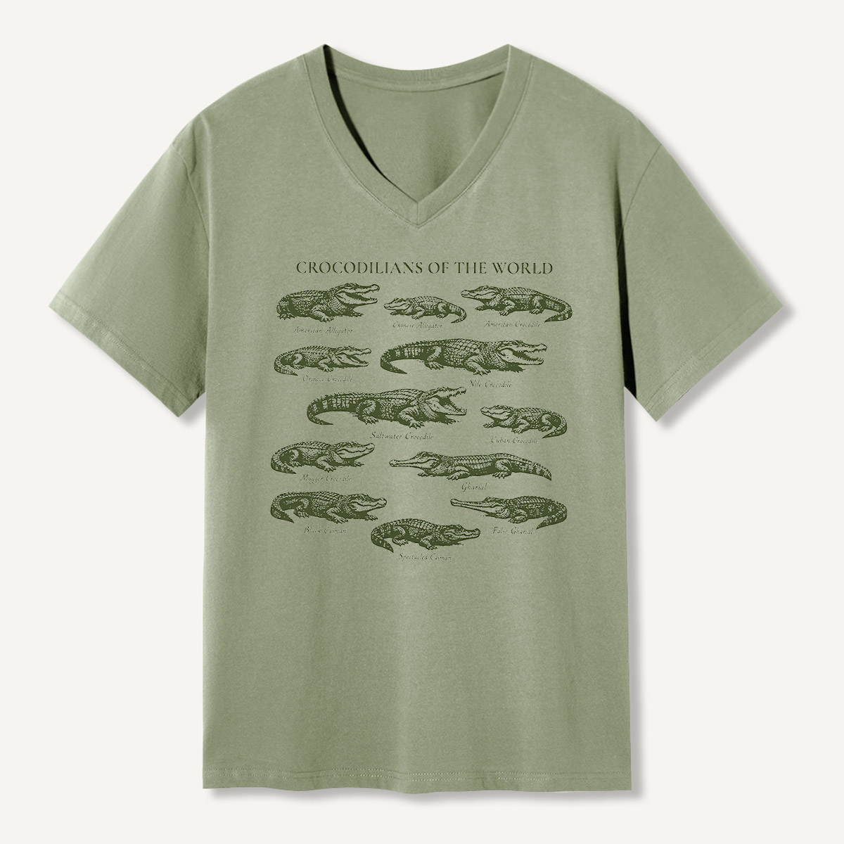 Crocodilians Of The World Reptile Guide V-neck T-Shirt