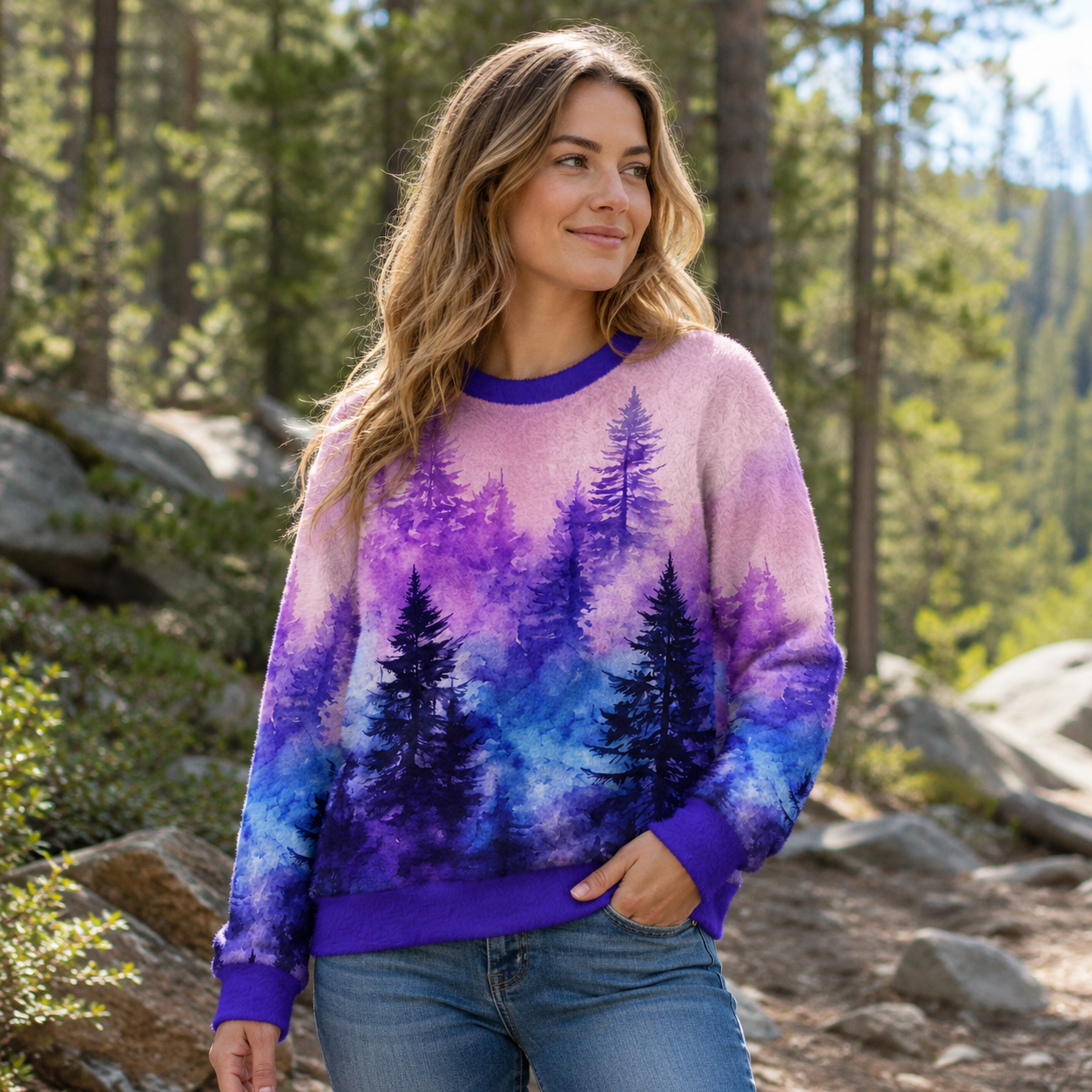 Luminous Forest Ugly Fuzzy Fleece Sweatshirt