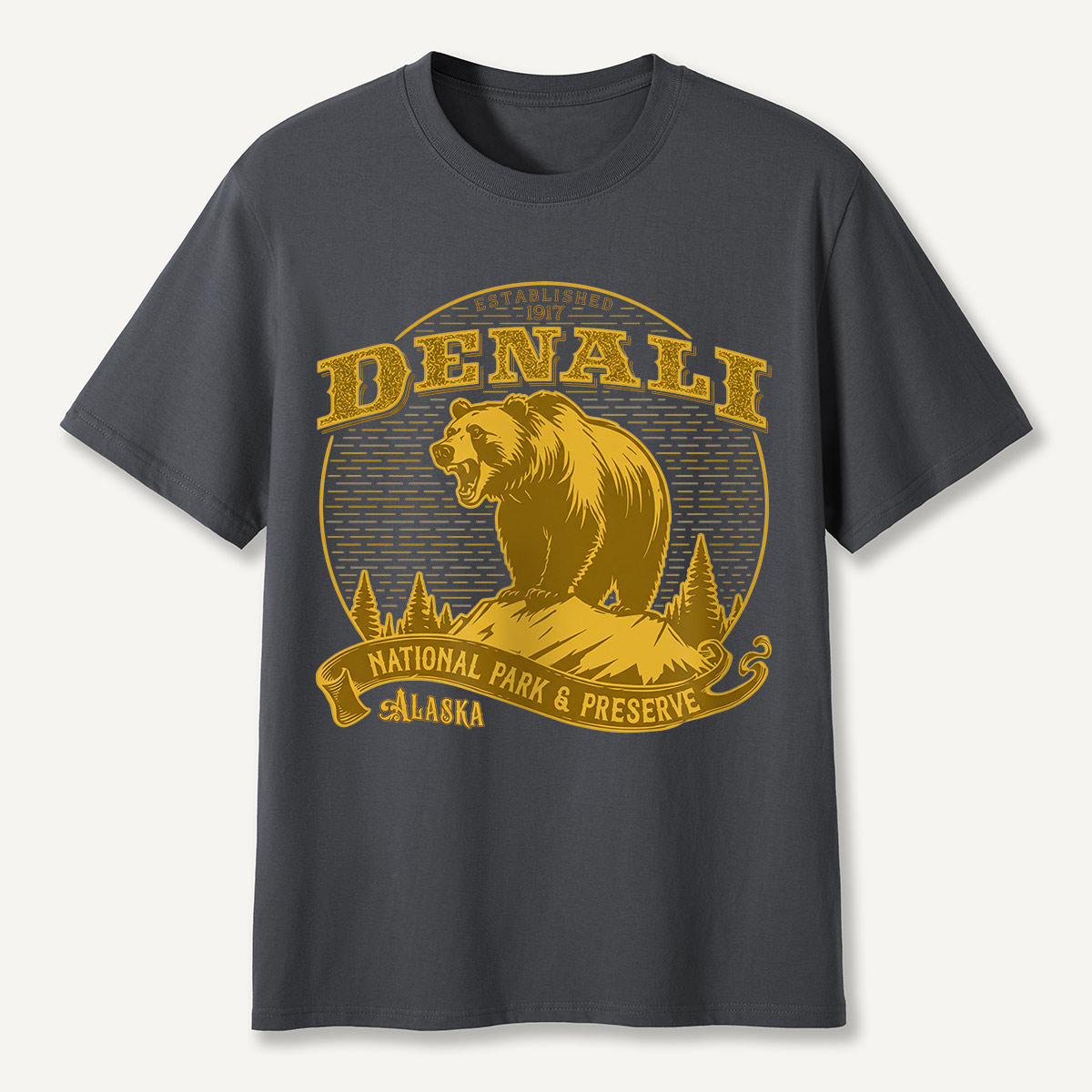 Denali National Park Bear Alaska Badge T-Shirt