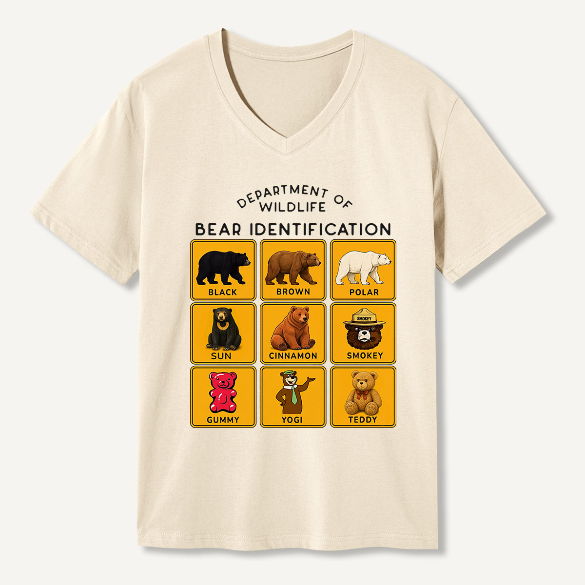 Department of Wildlife Bear Identification V-neck T-Shirt