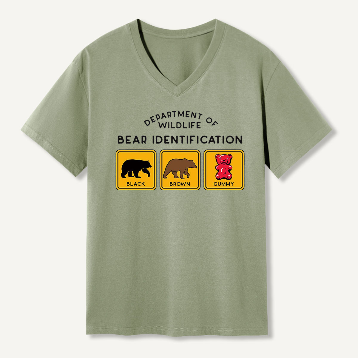 Bear Tee Cotton Classic V-neck T-Shirt