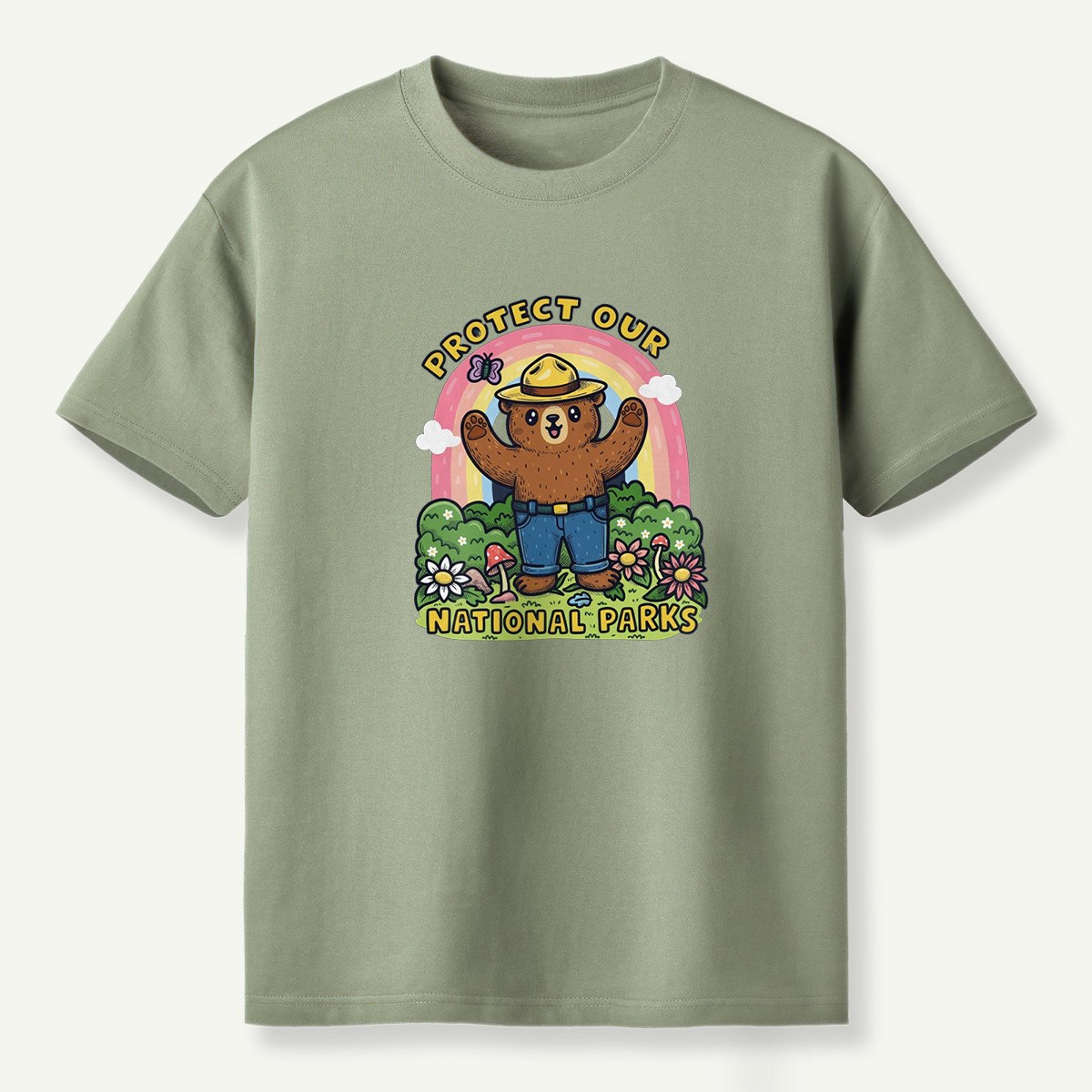 Protect Our National Parks Ranger Bear Garden Scene T-Shirt