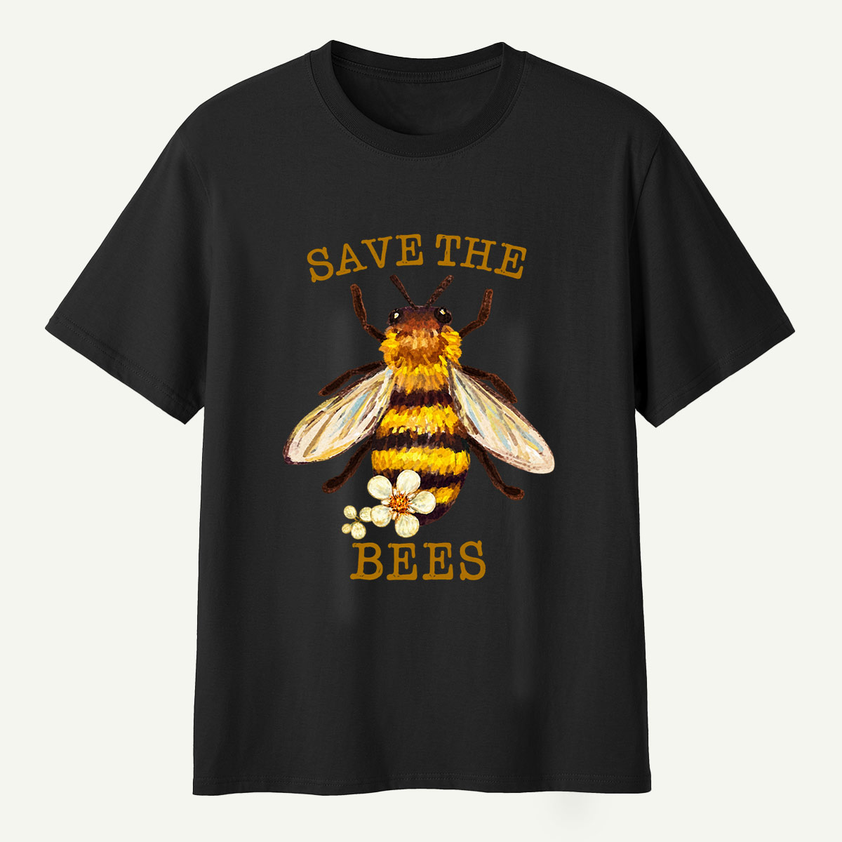 Save The Bees Watercolor Bee Floral Illustration T-Shirt