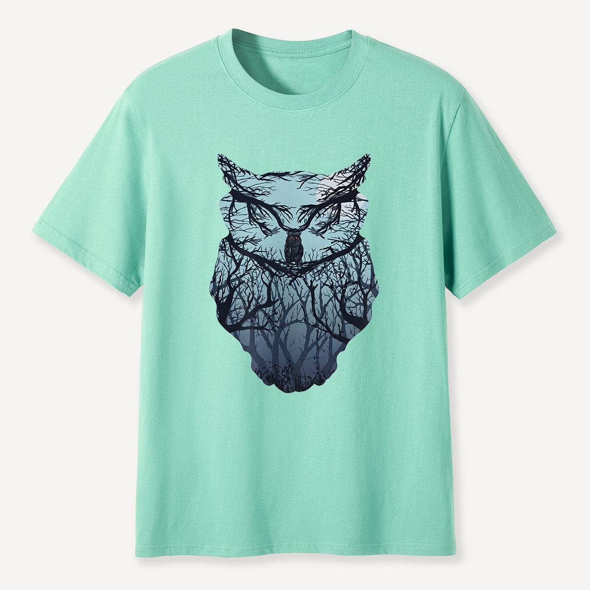 Midnight Forest Owl Double Exposure T-Shirt