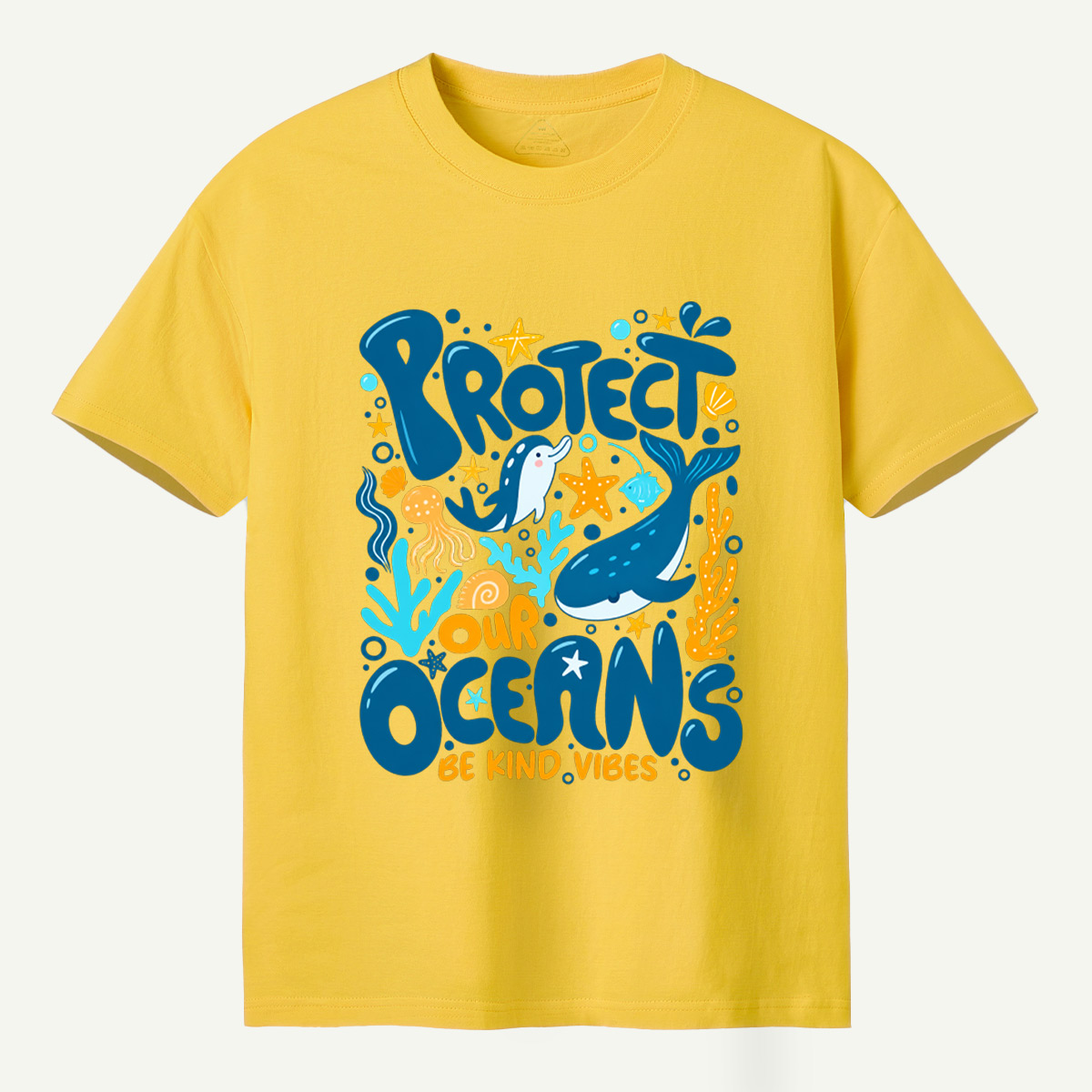 Protect Our Oceans Be Kind Vibes Whale Dolphin Coral T-Shirt