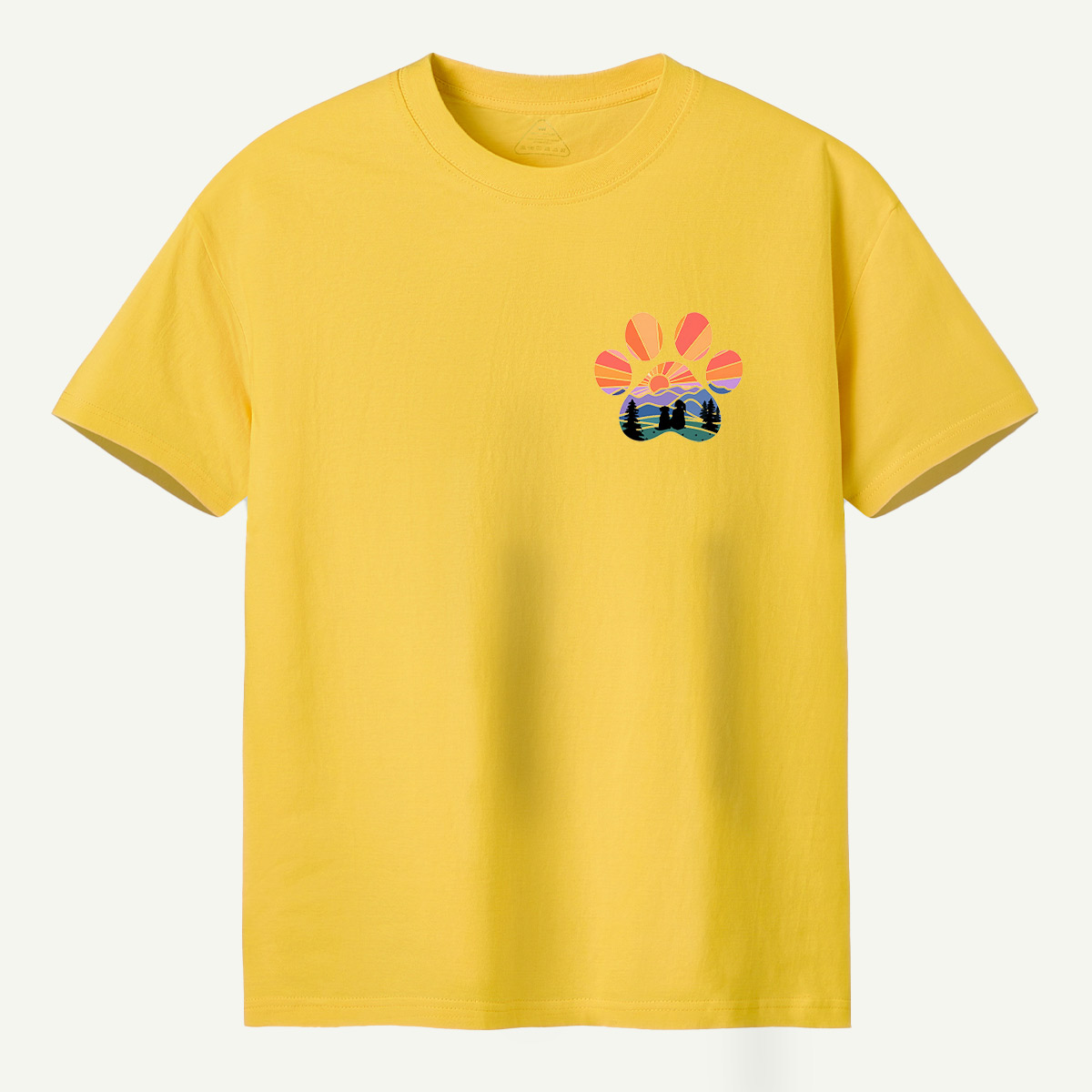 Dog Mountain Sunset Forest Paw Print T-Shirt