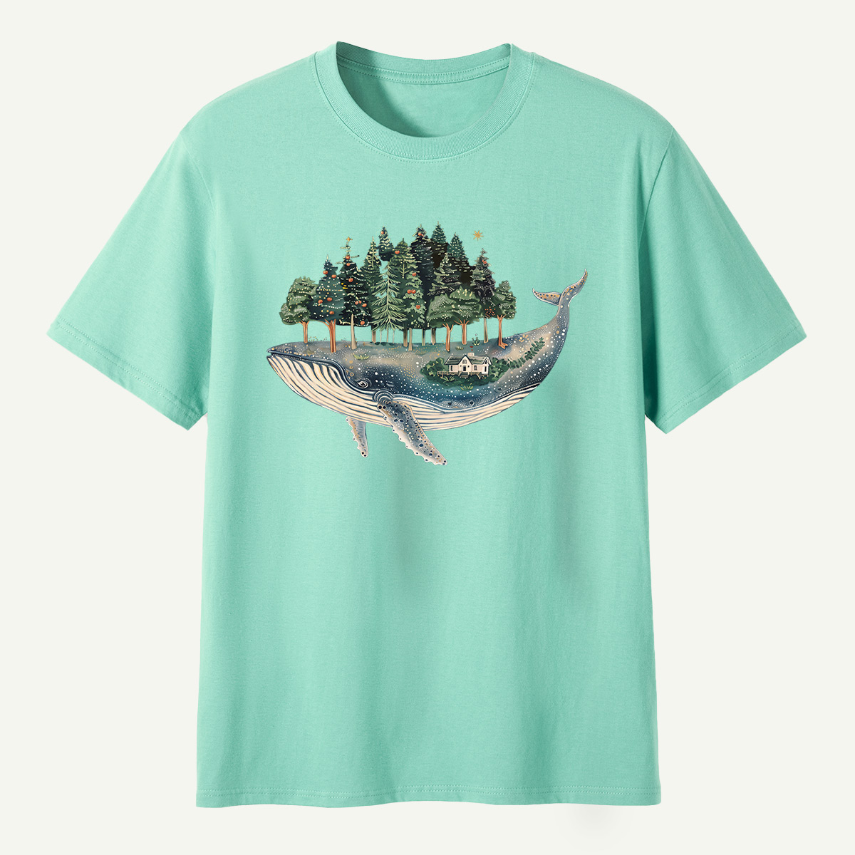 Whale Carrying A Moonlit Forest T-Shirt