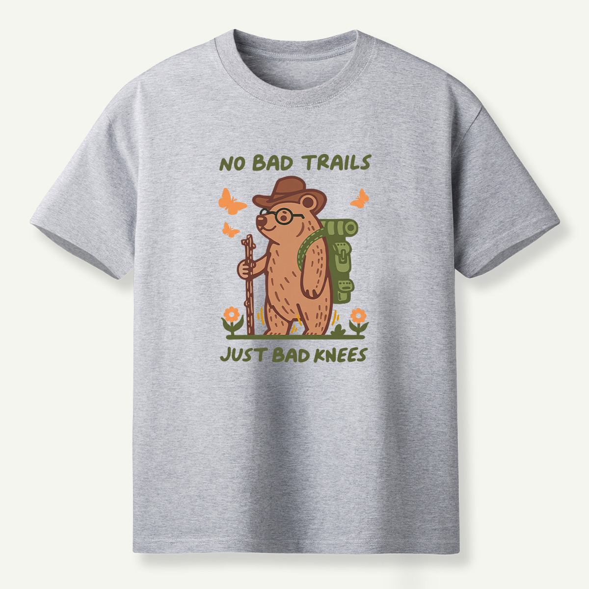 No Bad Trails Just Bad Knees Hiking Bear T-Shirt