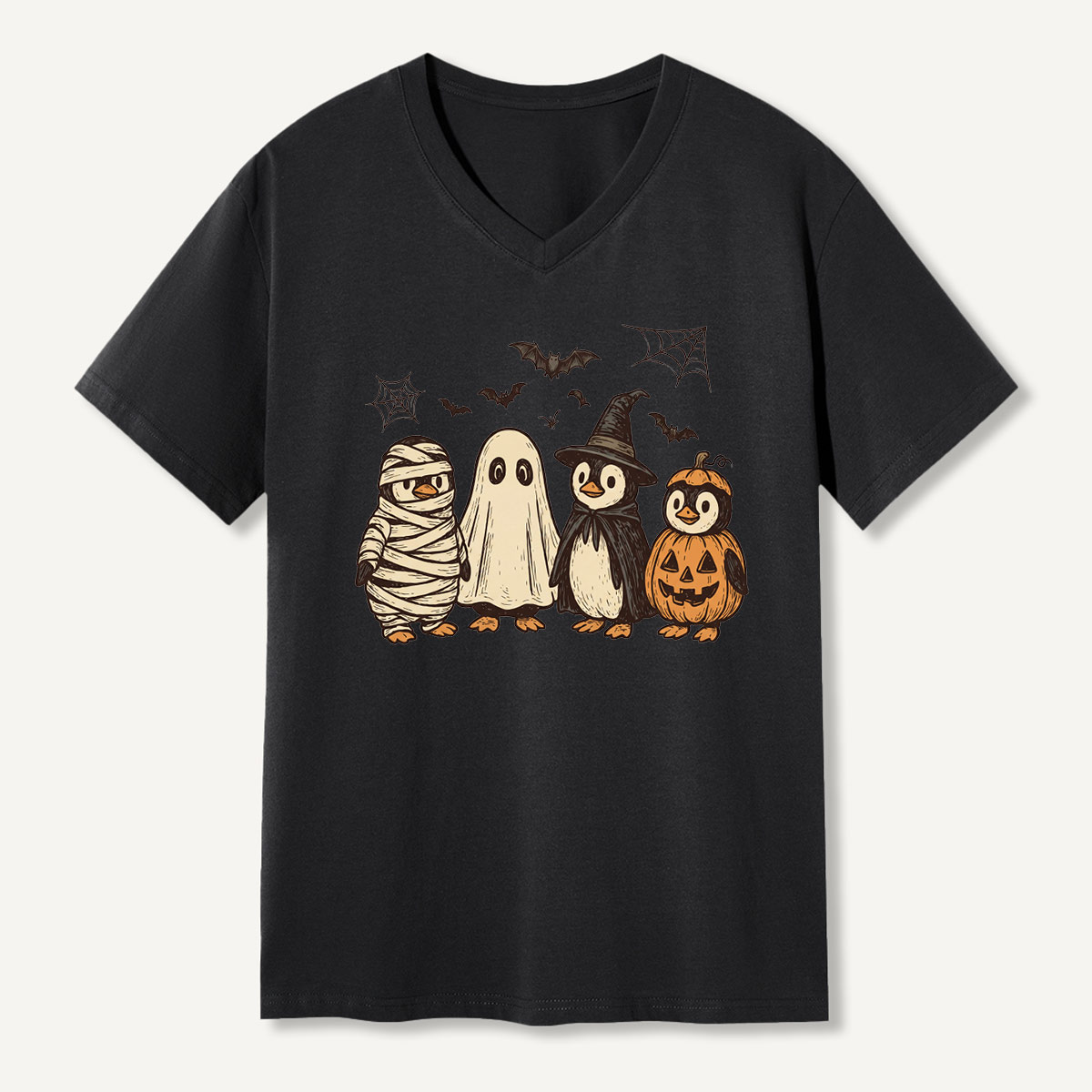 Halloween Penguin Costume Parade V-neck T-Shirt