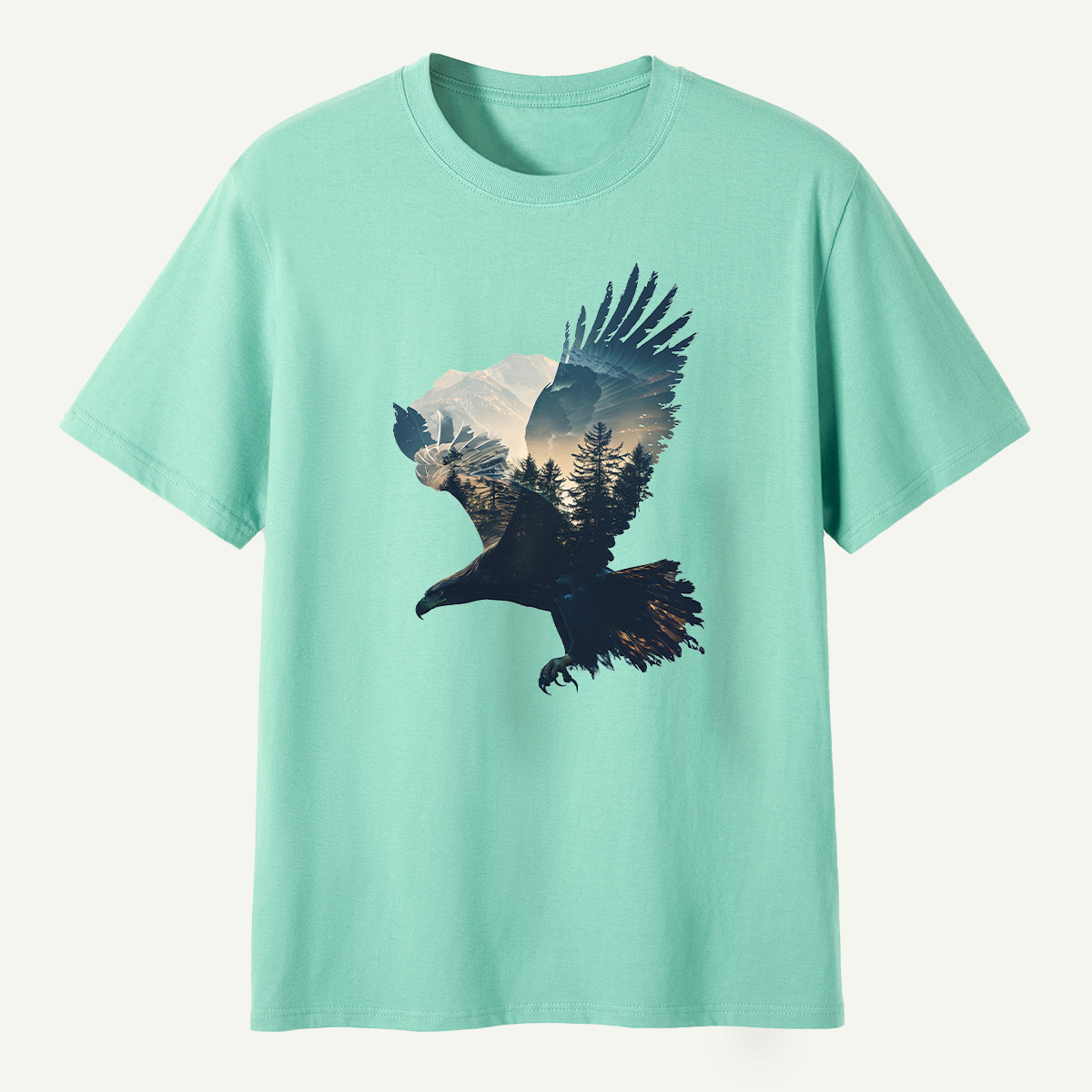 Bald Eagle Mountain Forest Double Exposure T-Shirt