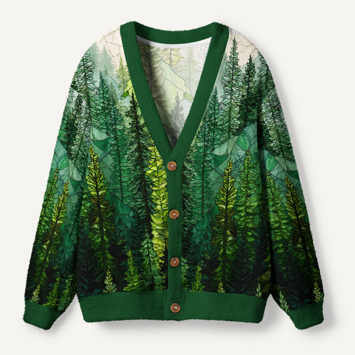 Pine Trees and Mountain Haze Ugly Cardigan Sweaters