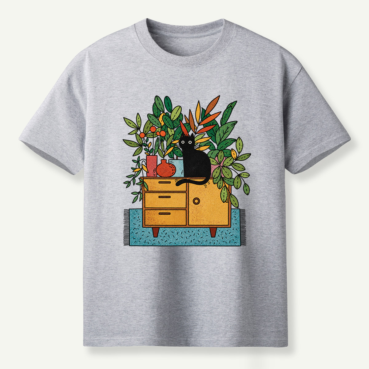 Black Cat Houseplant Cabinet Indoor Jungle T-Shirt
