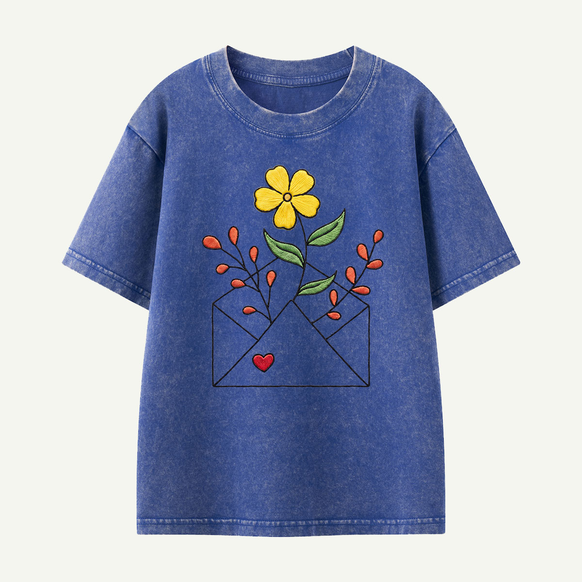 Floral Envelope Love Letter Kids Washed T-Shirt